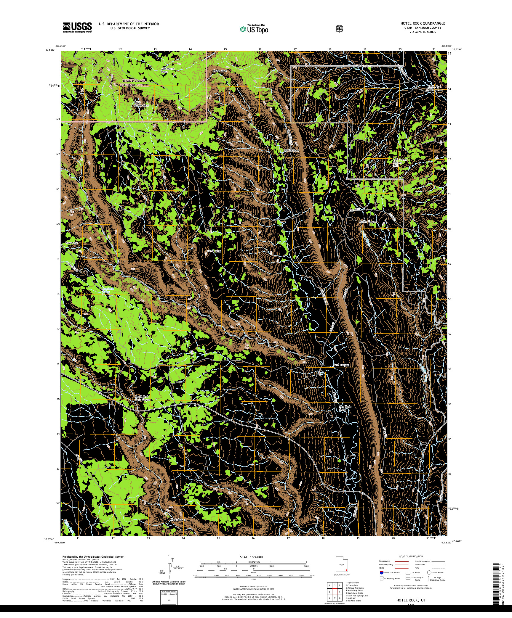 USGS US TOPO 7.5-MINUTE MAP FOR HOTEL ROCK, UT 2020