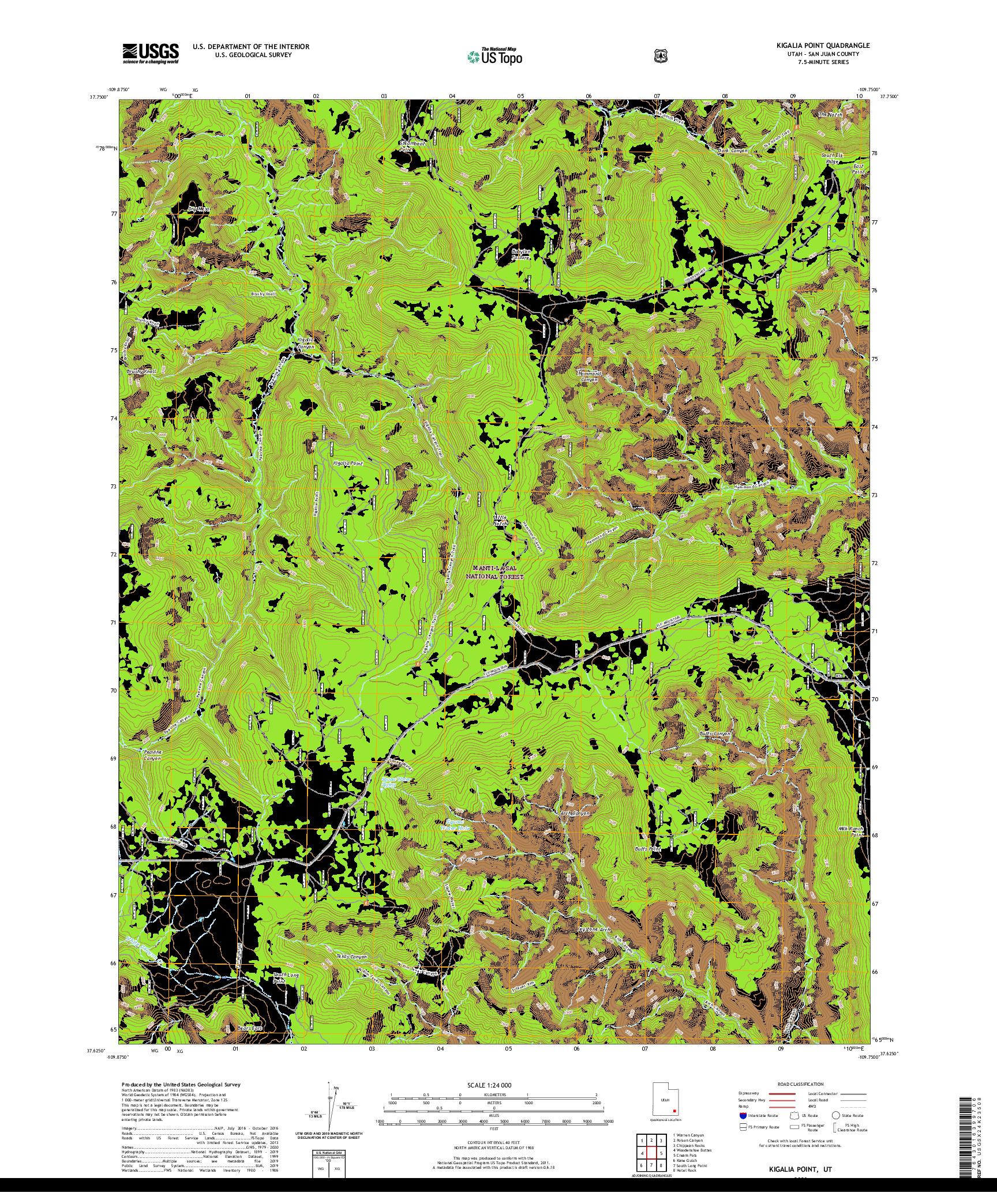 USGS US TOPO 7.5-MINUTE MAP FOR KIGALIA POINT, UT 2020