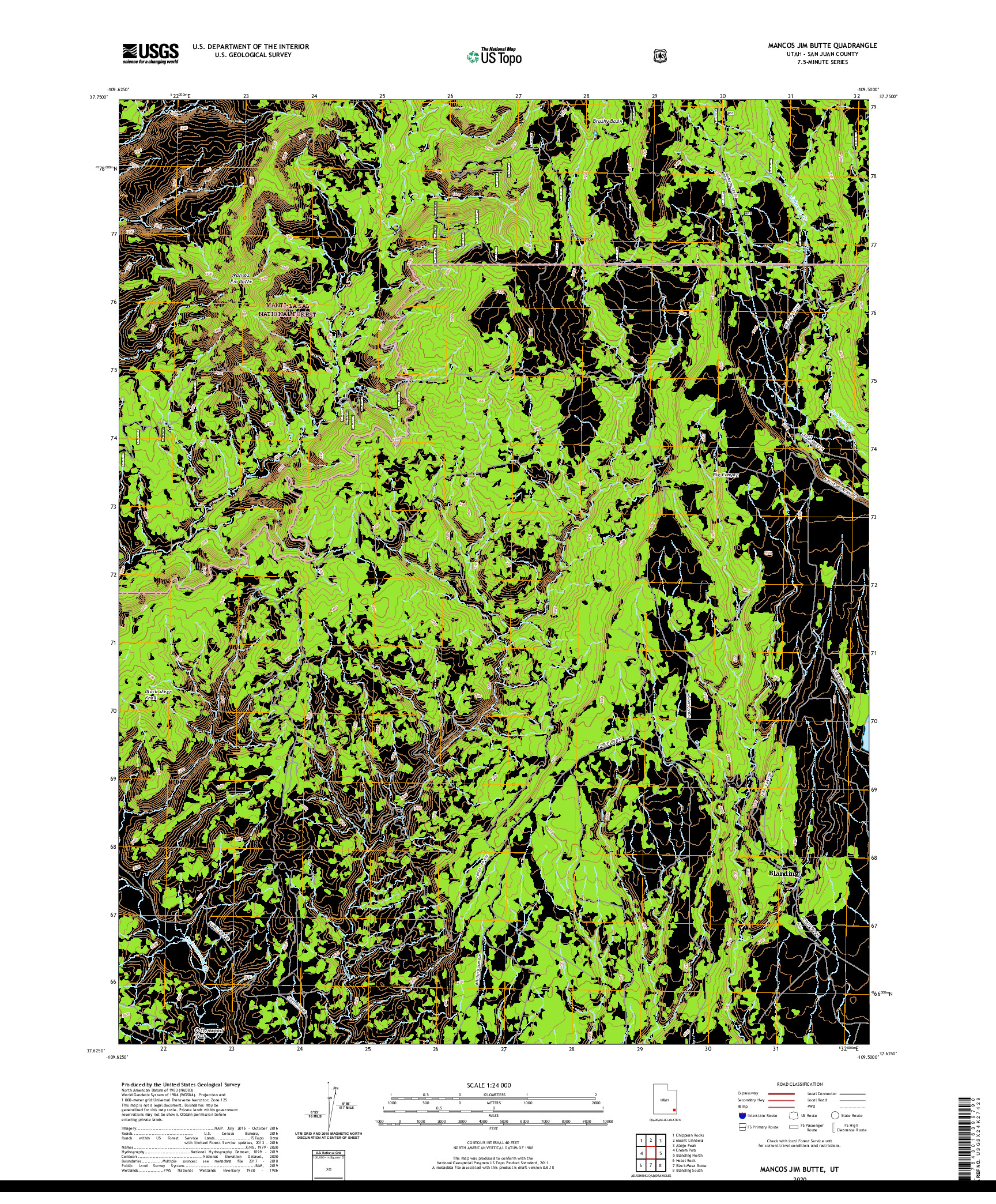 USGS US TOPO 7.5-MINUTE MAP FOR MANCOS JIM BUTTE, UT 2020