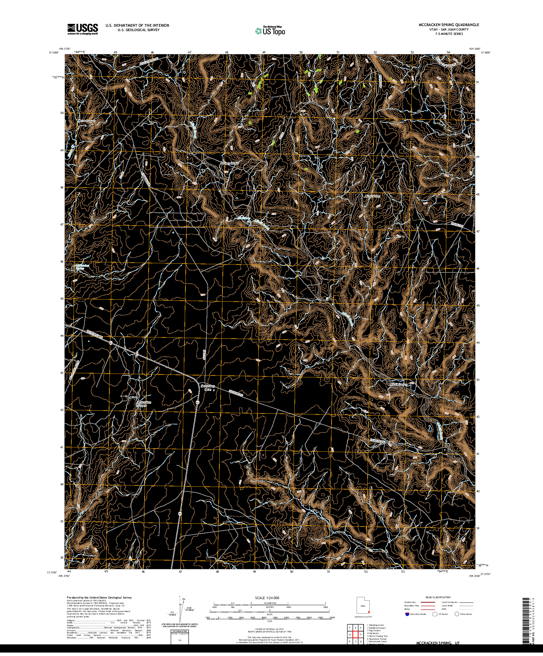 USGS US TOPO 7.5-MINUTE MAP FOR MCCRACKEN SPRING, UT 2020