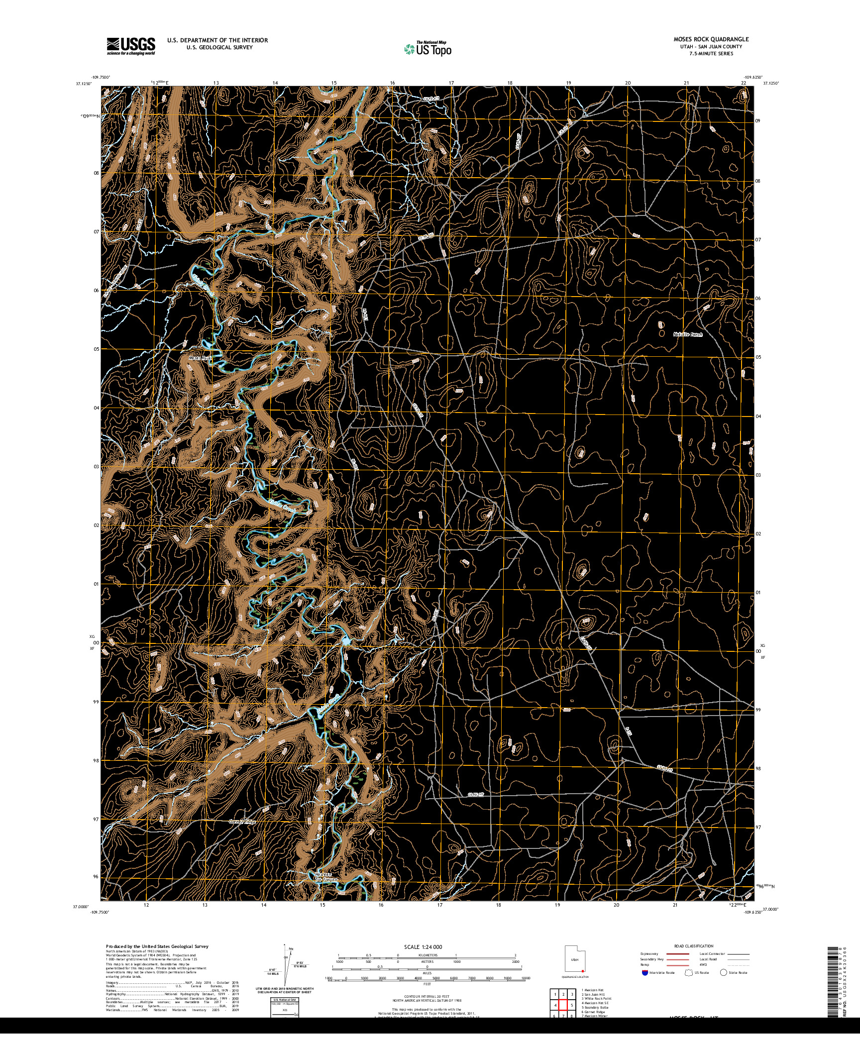 USGS US TOPO 7.5-MINUTE MAP FOR MOSES ROCK, UT 2020