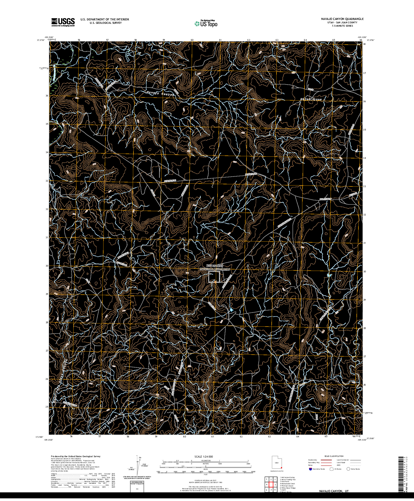 USGS US TOPO 7.5-MINUTE MAP FOR NAVAJO CANYON, UT 2020