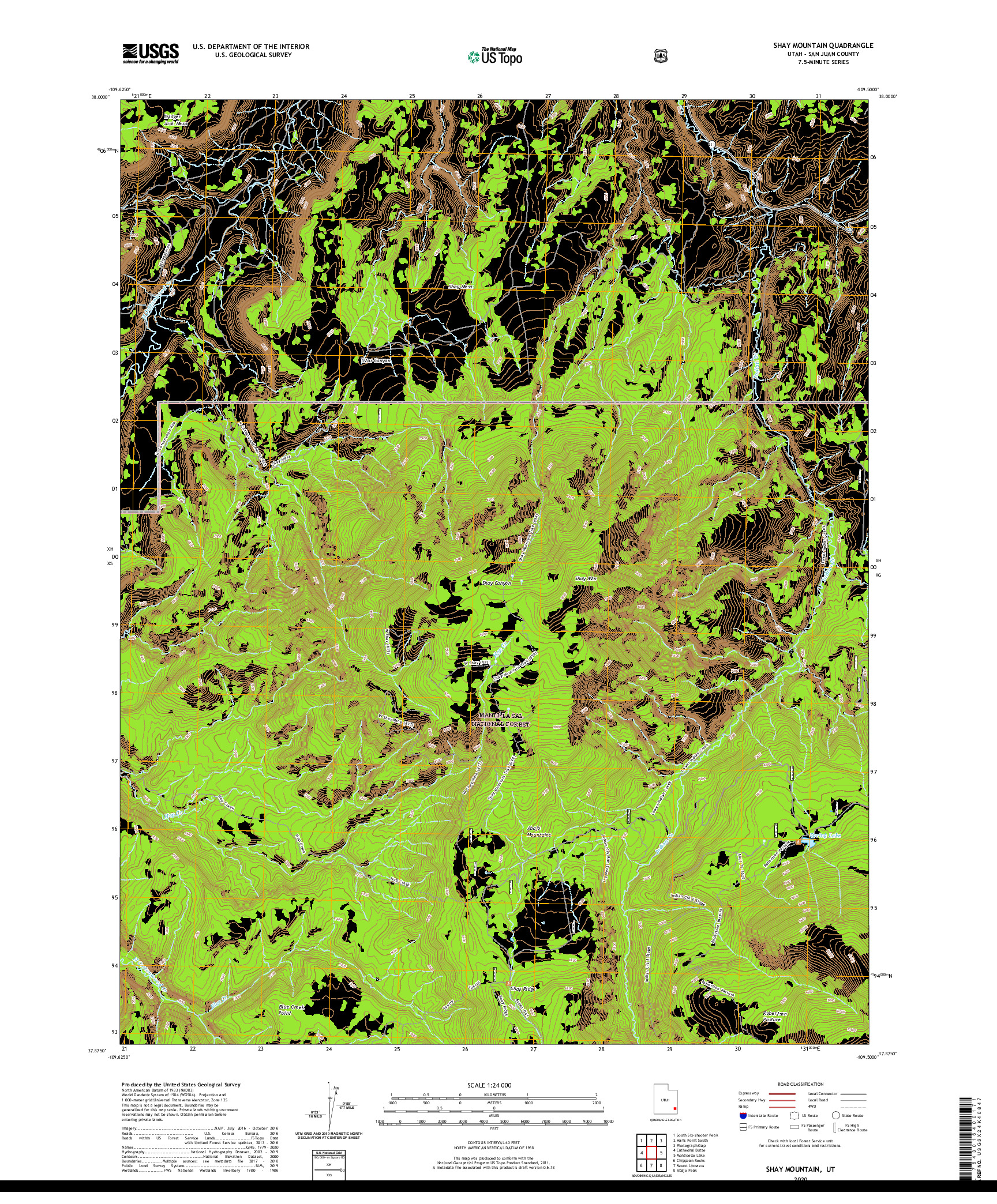 USGS US TOPO 7.5-MINUTE MAP FOR SHAY MOUNTAIN, UT 2020