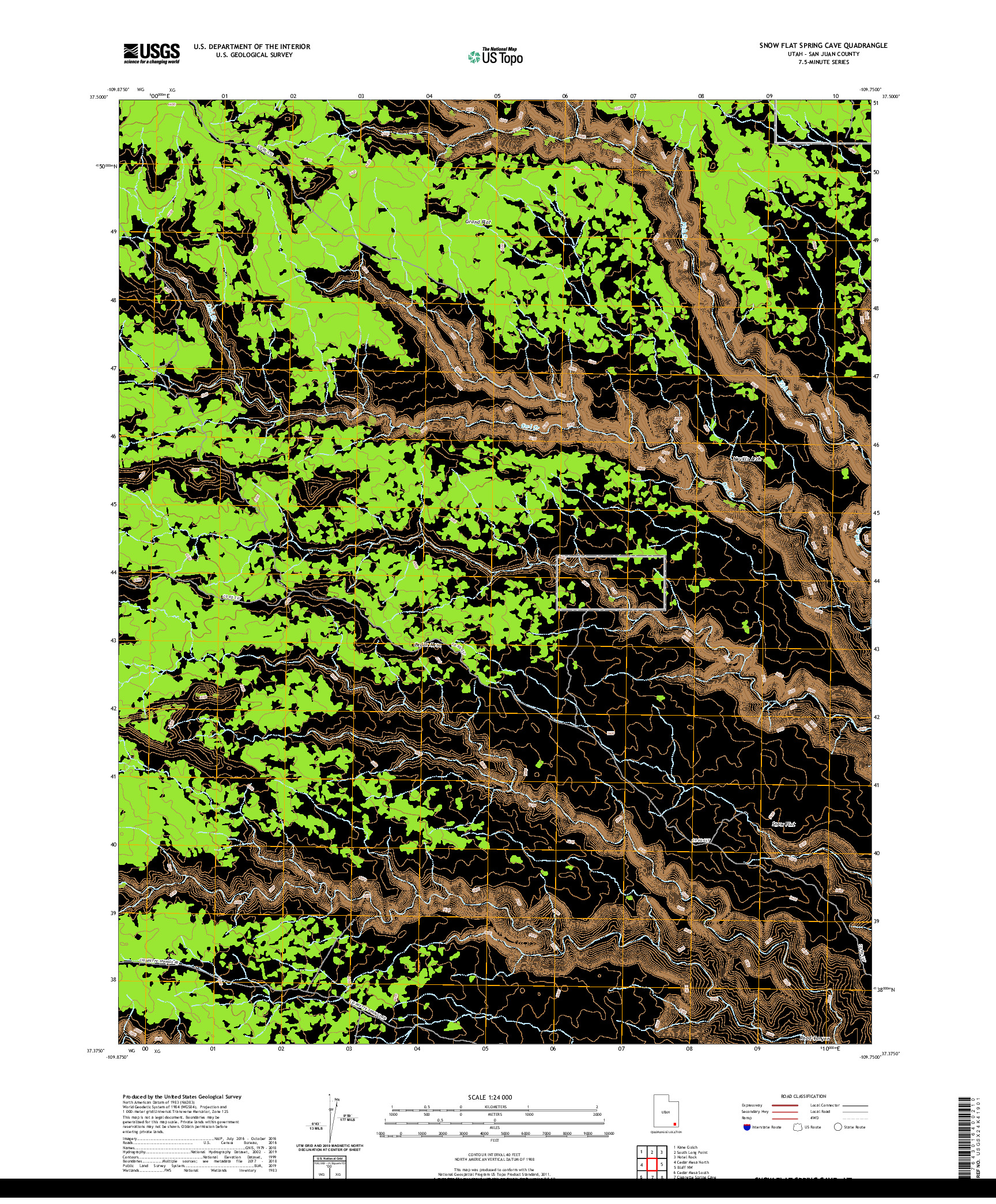 USGS US TOPO 7.5-MINUTE MAP FOR SNOW FLAT SPRING CAVE, UT 2020