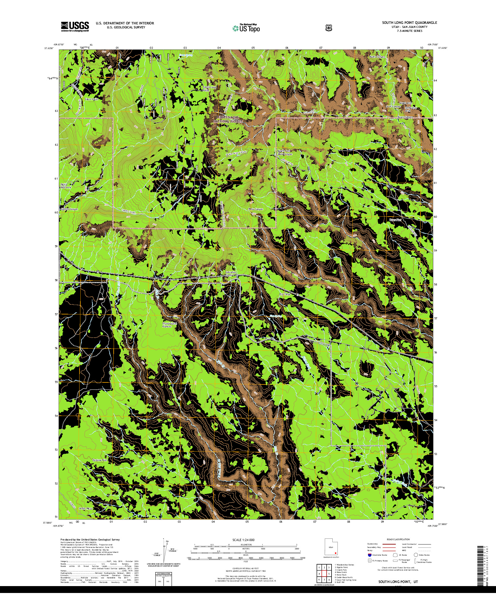 USGS US TOPO 7.5-MINUTE MAP FOR SOUTH LONG POINT, UT 2020