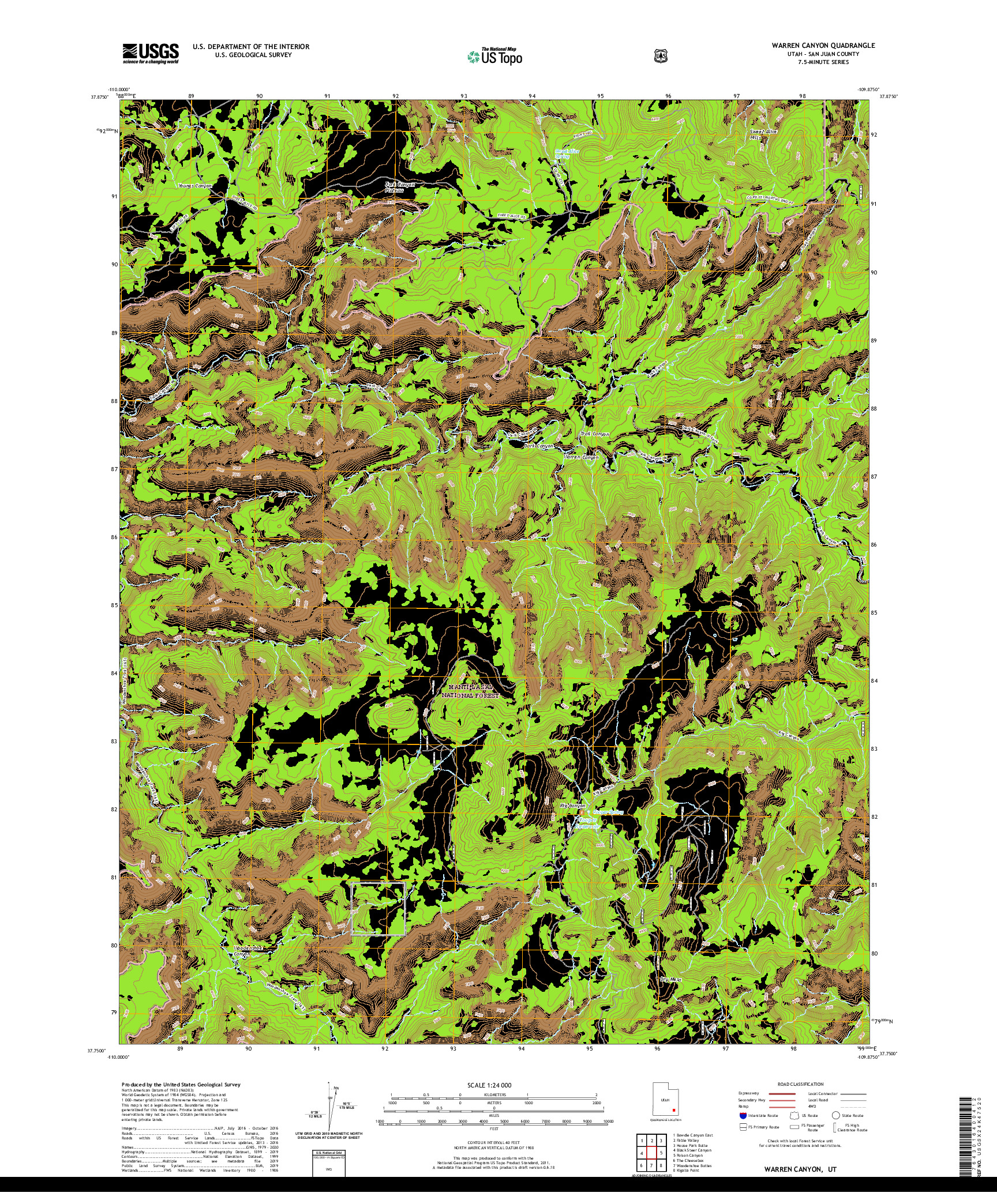 USGS US TOPO 7.5-MINUTE MAP FOR WARREN CANYON, UT 2020