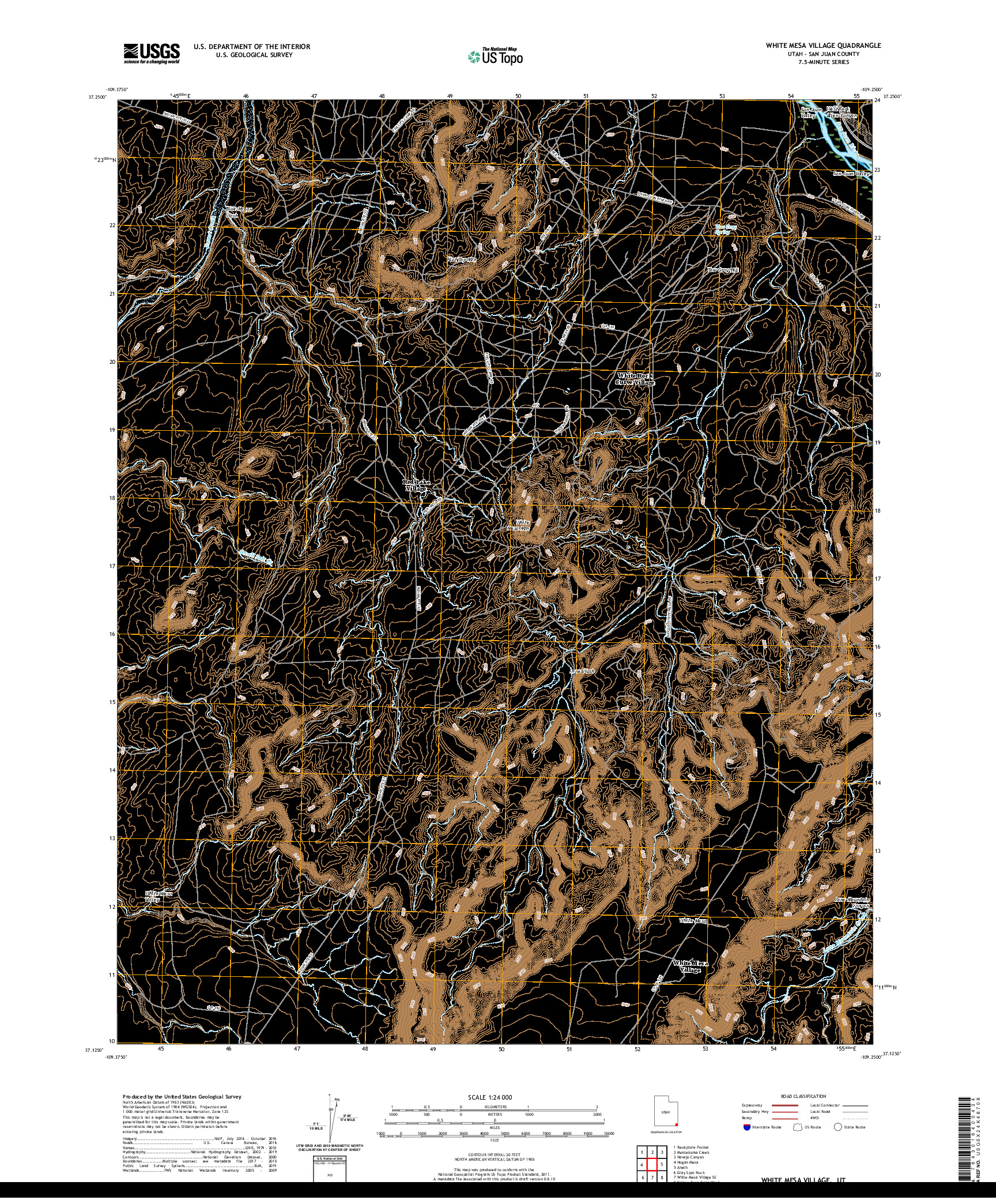 USGS US TOPO 7.5-MINUTE MAP FOR WHITE MESA VILLAGE, UT 2020