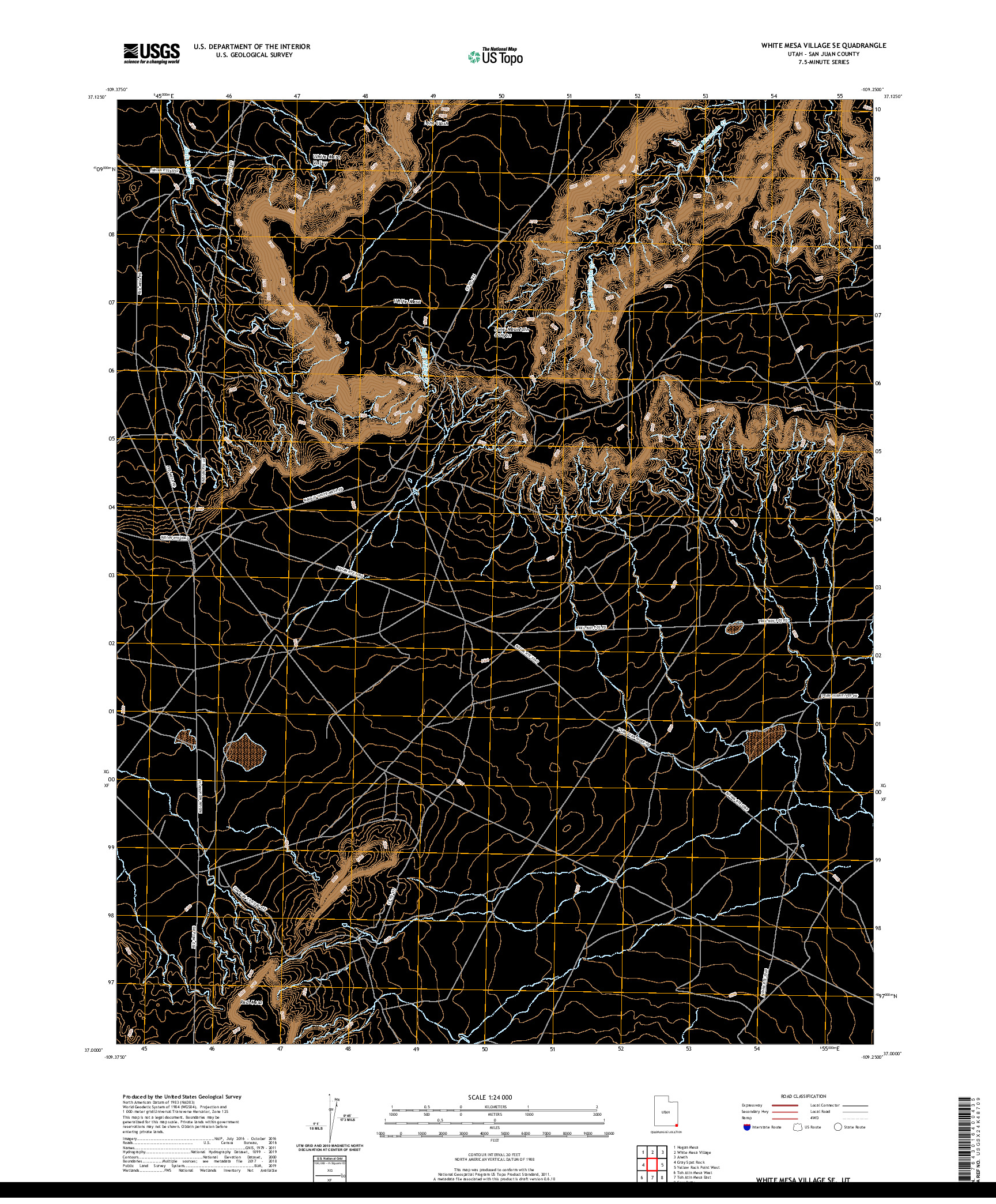 USGS US TOPO 7.5-MINUTE MAP FOR WHITE MESA VILLAGE SE, UT 2020