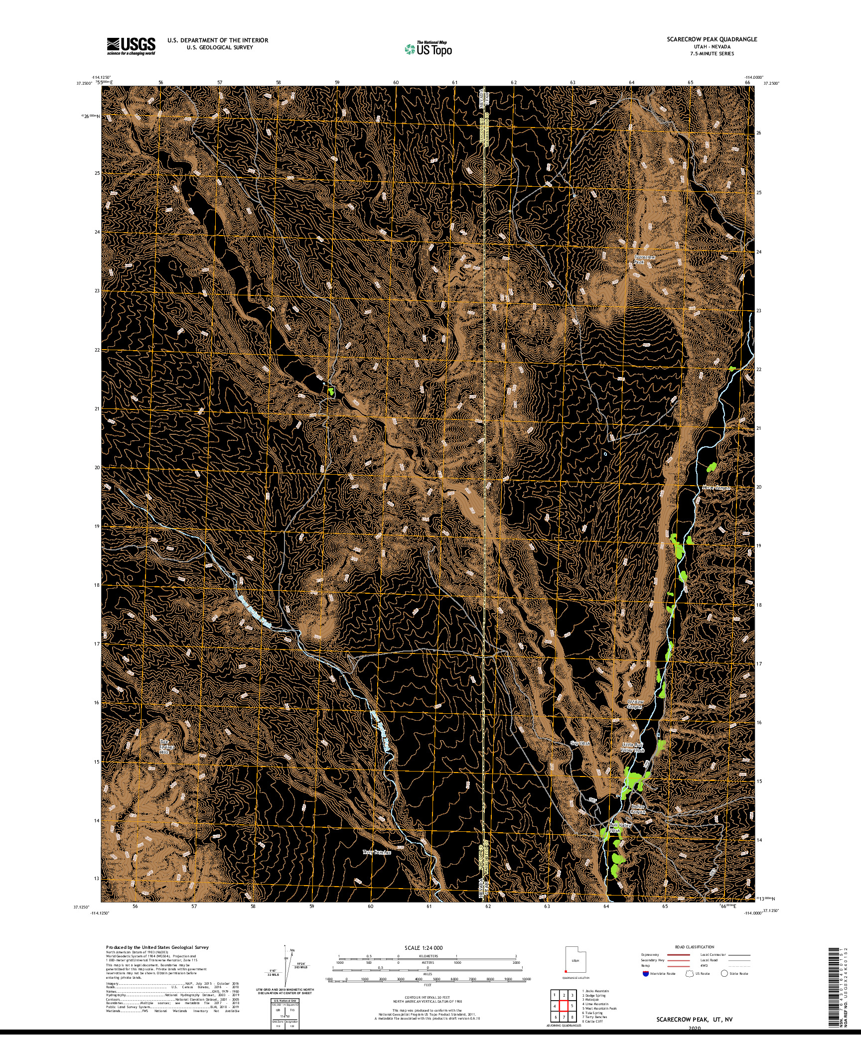 USGS US TOPO 7.5-MINUTE MAP FOR SCARECROW PEAK, UT,NV 2020
