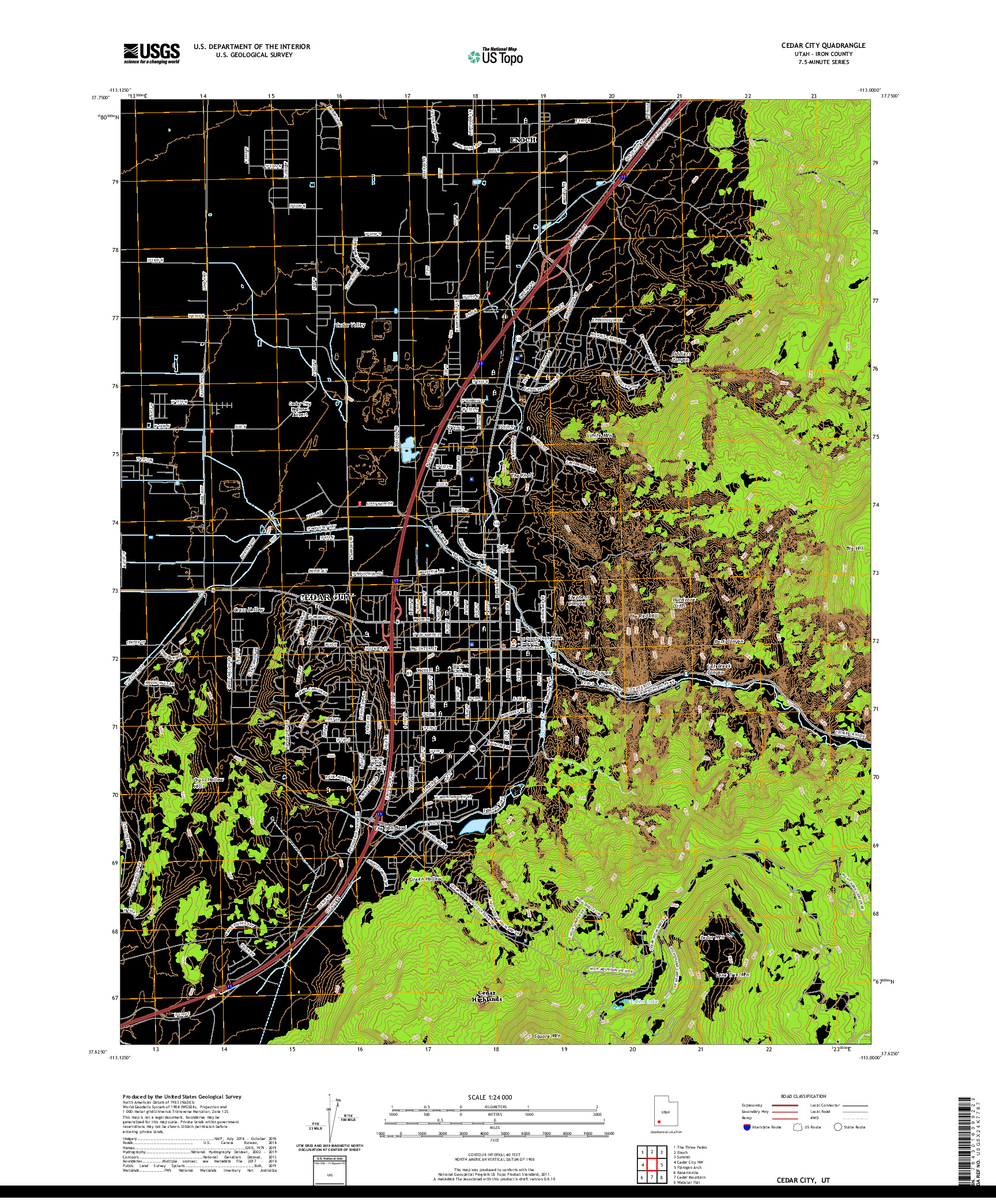 USGS US TOPO 7.5-MINUTE MAP FOR CEDAR CITY, UT 2020