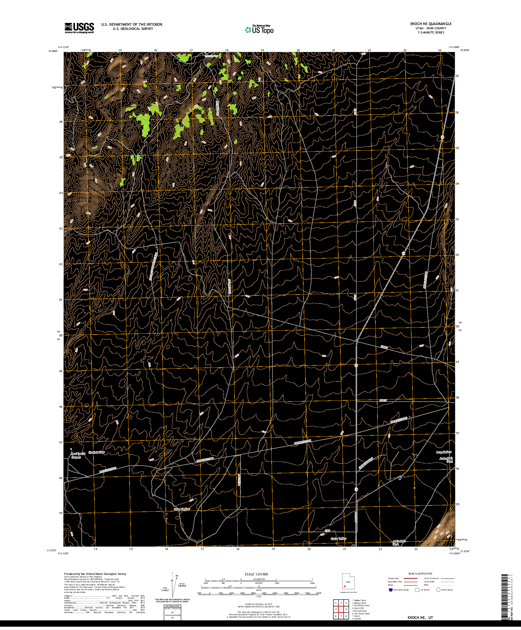 USGS US TOPO 7.5-MINUTE MAP FOR ENOCH NE, UT 2020