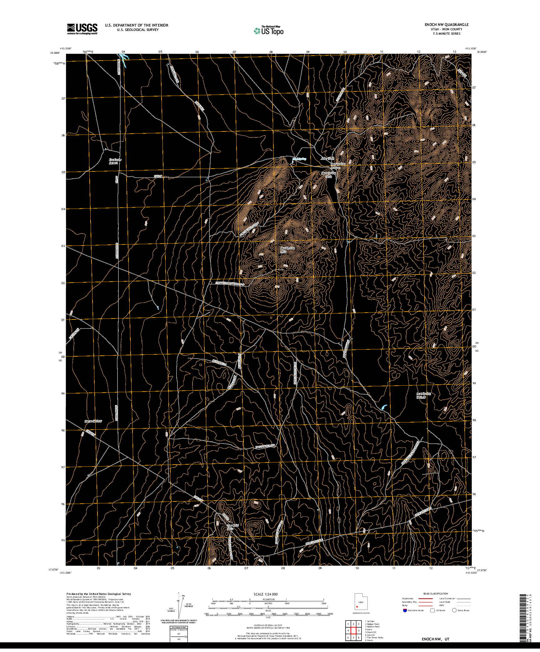 USGS US TOPO 7.5-MINUTE MAP FOR ENOCH NW, UT 2020