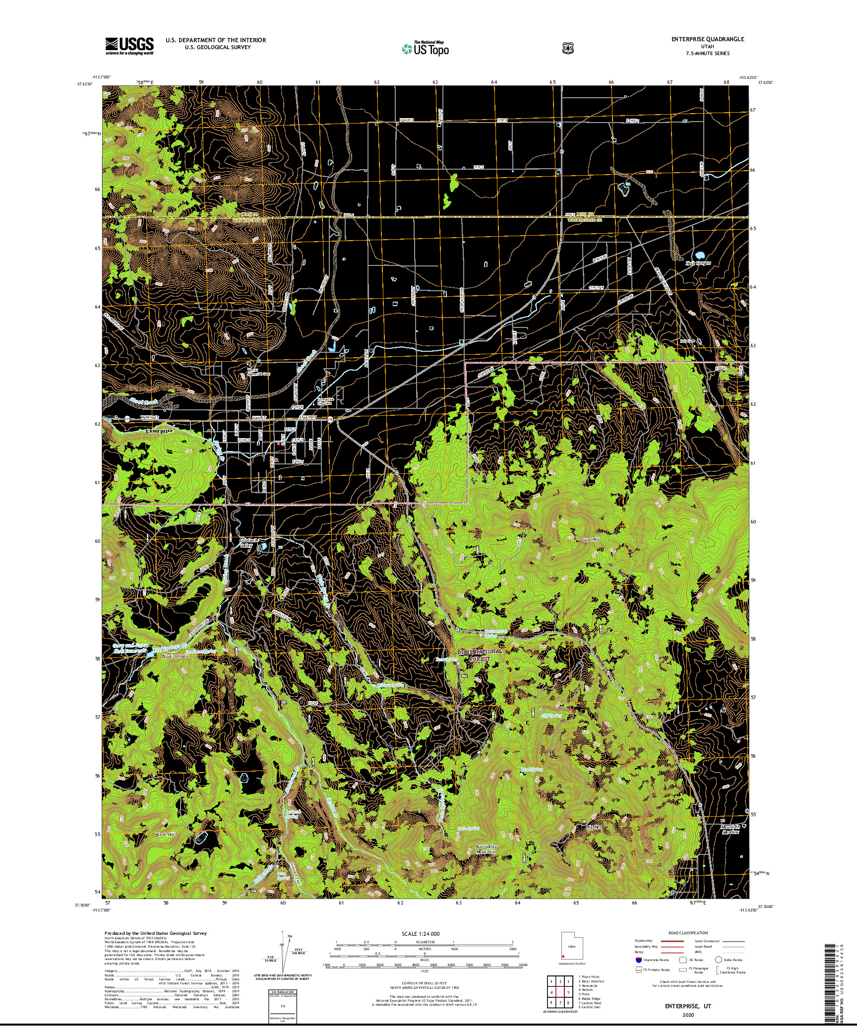 USGS US TOPO 7.5-MINUTE MAP FOR ENTERPRISE, UT 2020