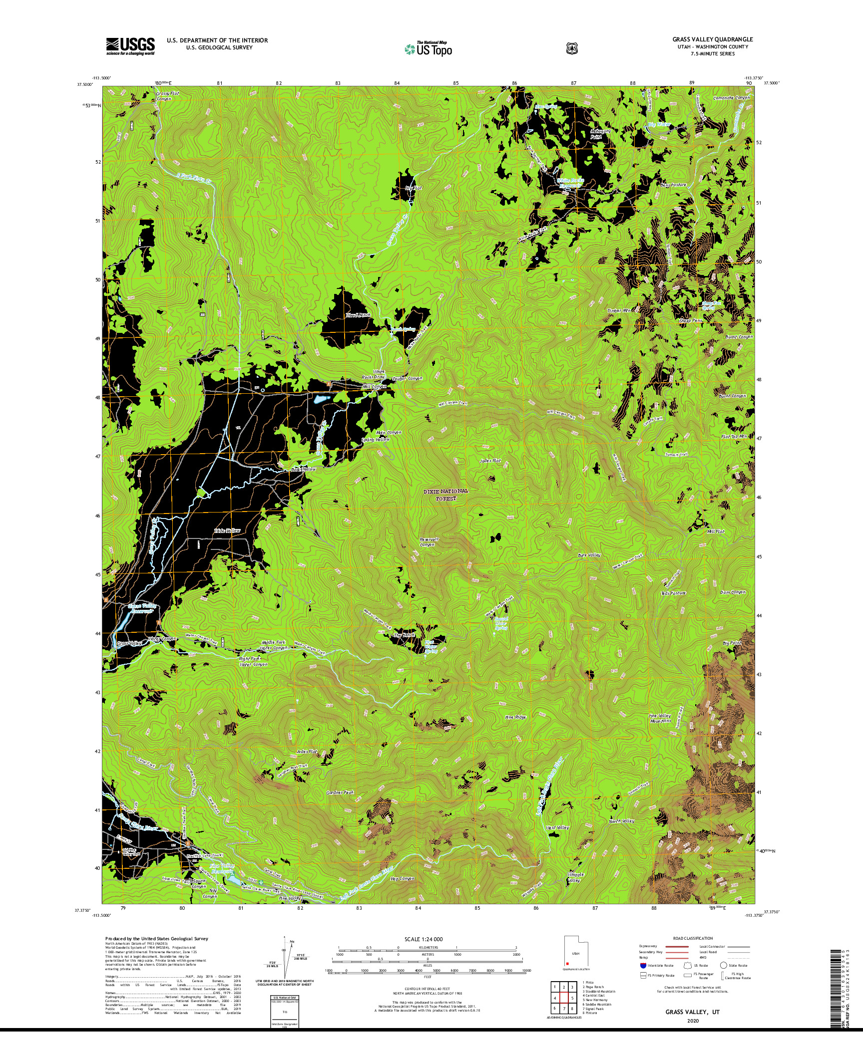 USGS US TOPO 7.5-MINUTE MAP FOR GRASS VALLEY, UT 2020