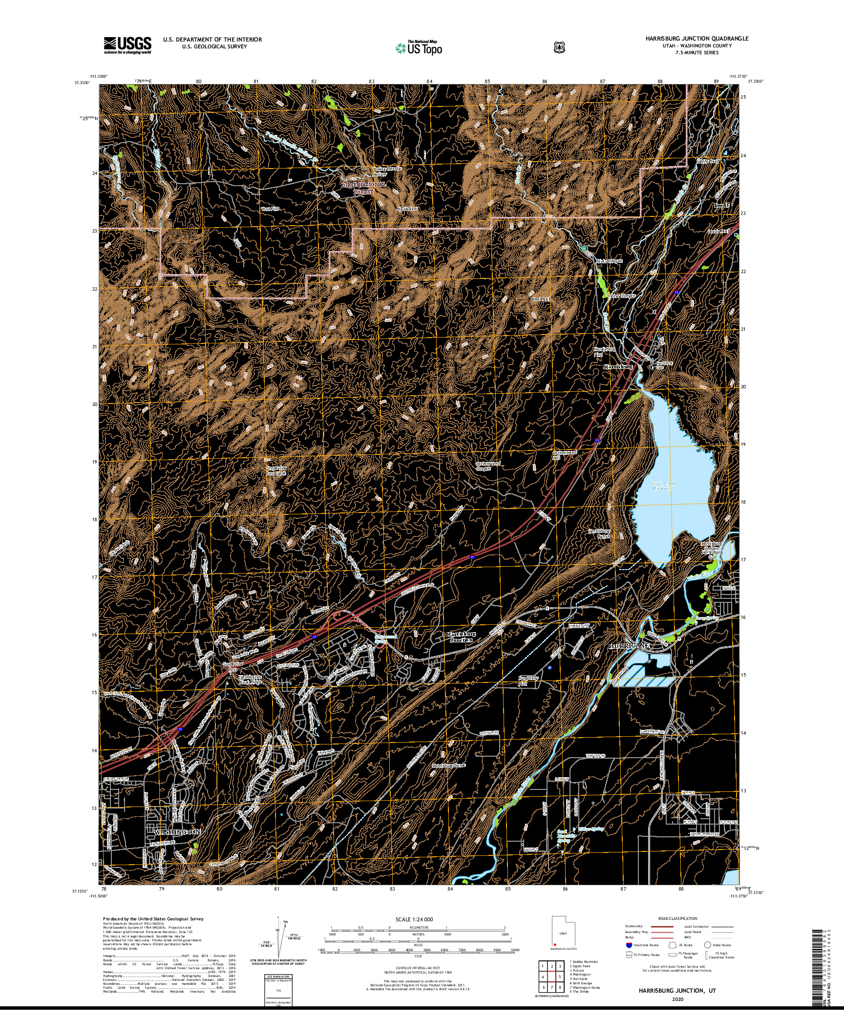 USGS US TOPO 7.5-MINUTE MAP FOR HARRISBURG JUNCTION, UT 2020