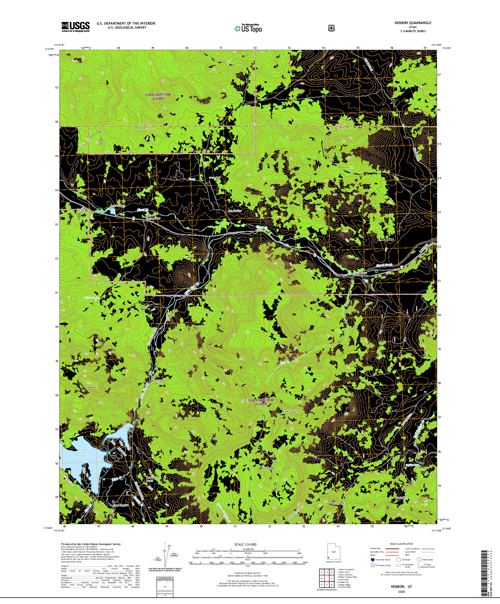 USGS US TOPO 7.5-MINUTE MAP FOR HEBRON, UT 2020