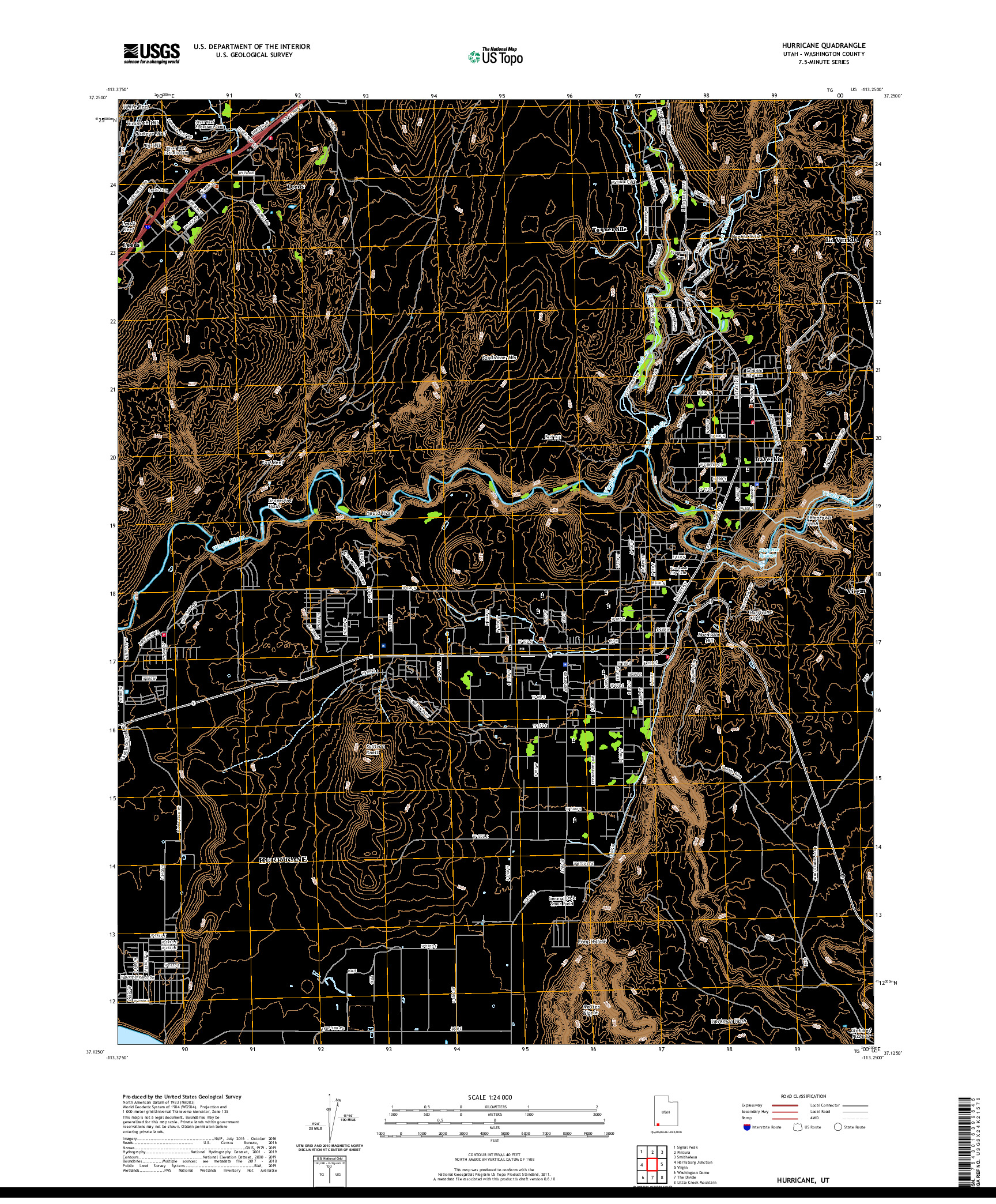 USGS US TOPO 7.5-MINUTE MAP FOR HURRICANE, UT 2020