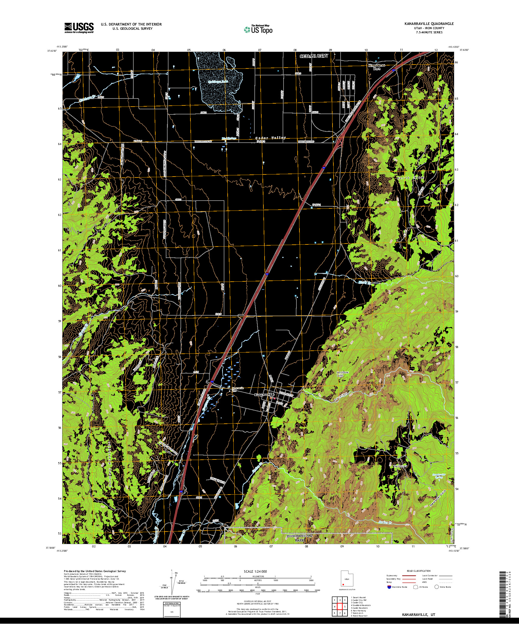 USGS US TOPO 7.5-MINUTE MAP FOR KANARRAVILLE, UT 2020