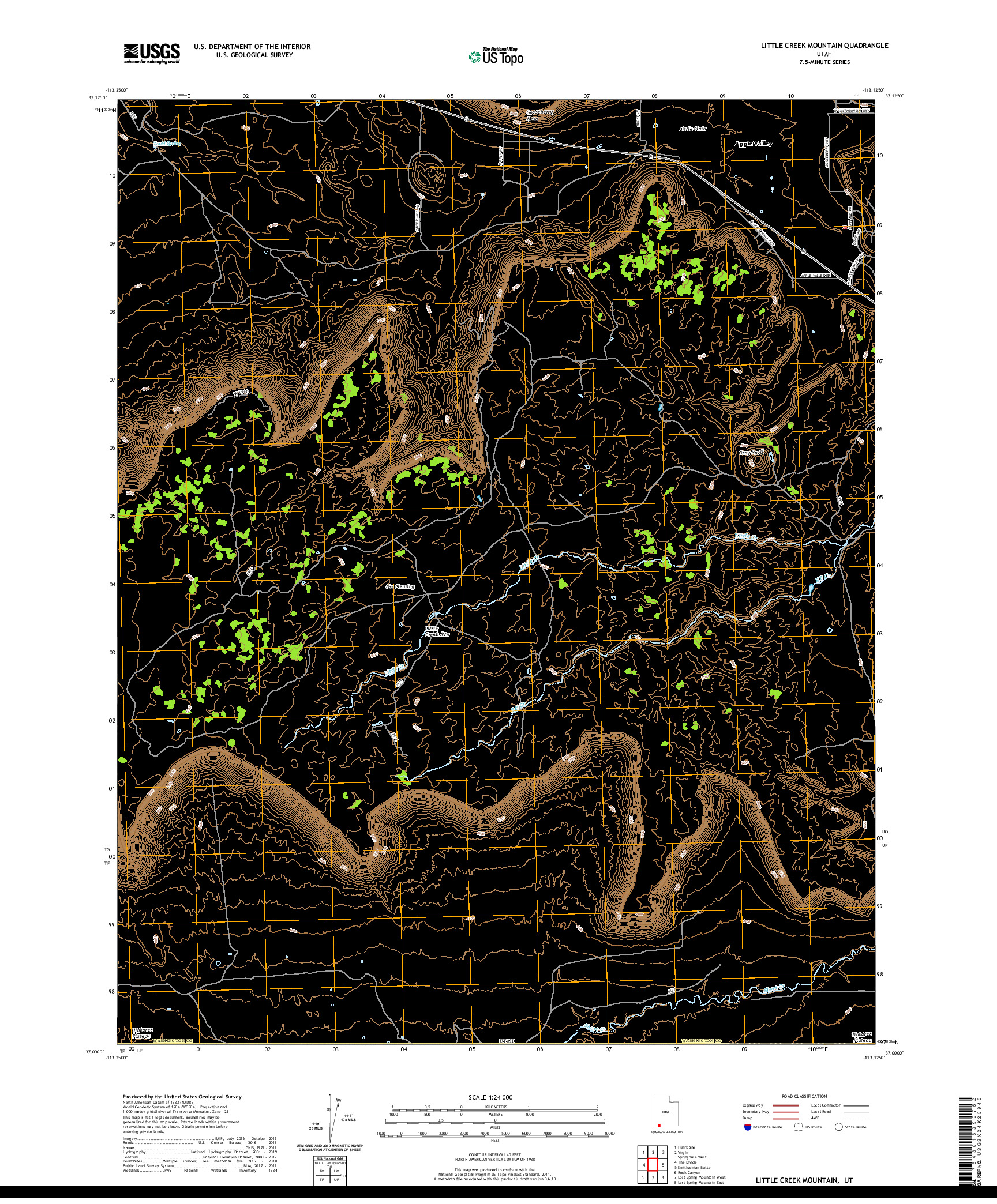 USGS US TOPO 7.5-MINUTE MAP FOR LITTLE CREEK MOUNTAIN, UT 2020