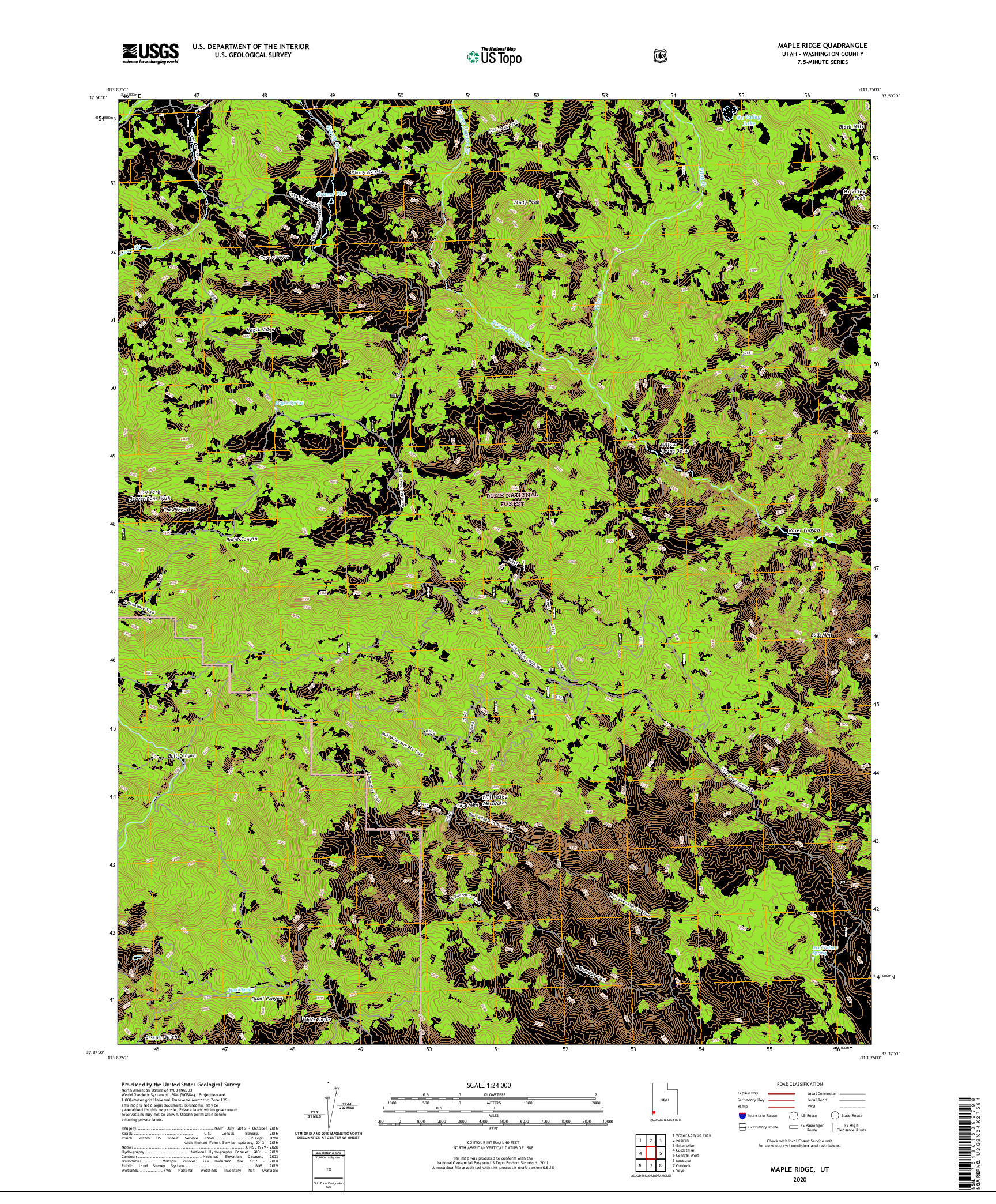 USGS US TOPO 7.5-MINUTE MAP FOR MAPLE RIDGE, UT 2020