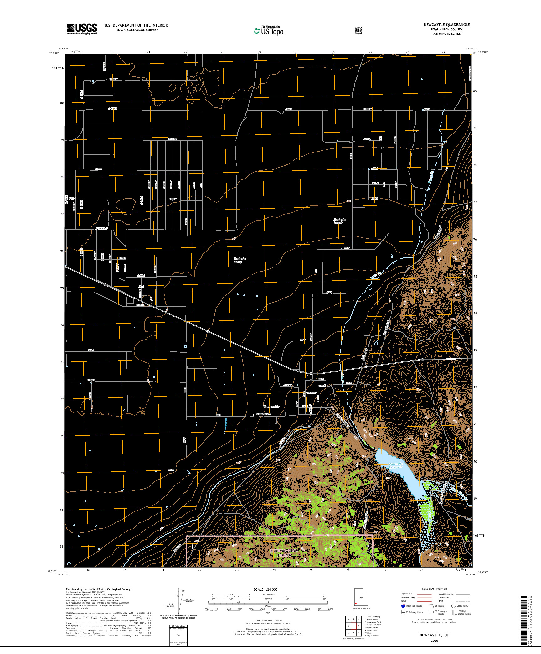 USGS US TOPO 7.5-MINUTE MAP FOR NEWCASTLE, UT 2020