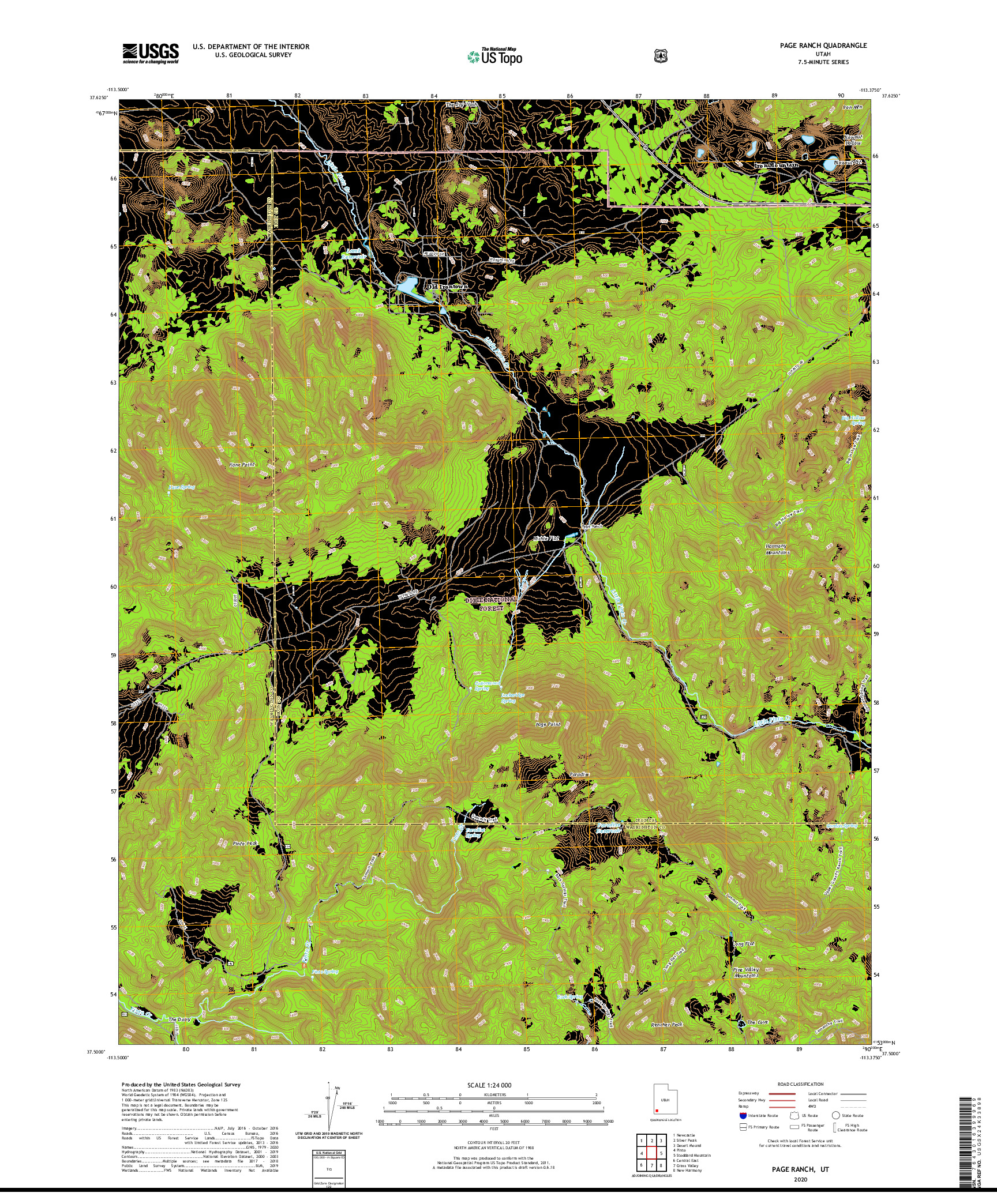 USGS US TOPO 7.5-MINUTE MAP FOR PAGE RANCH, UT 2020