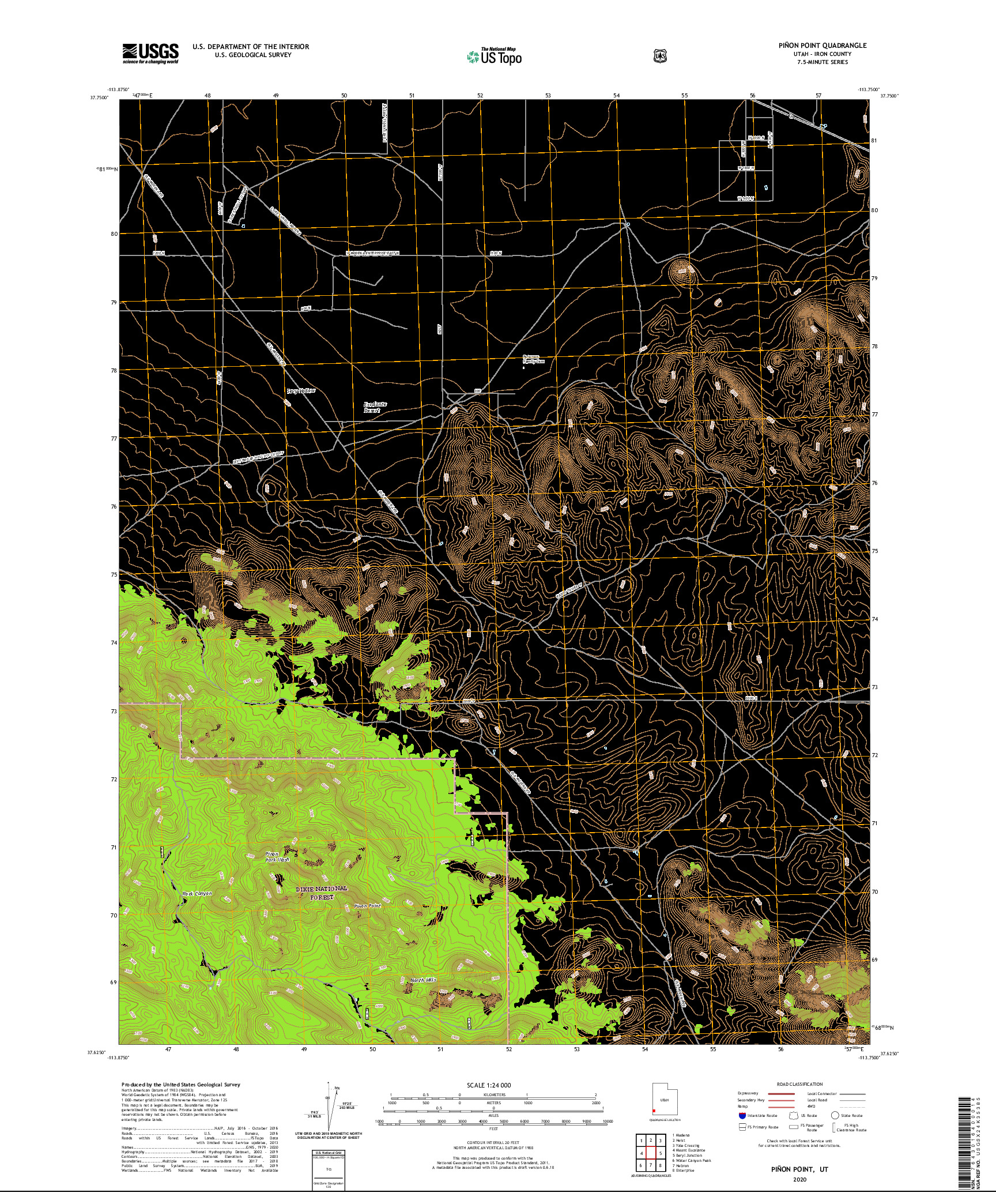 USGS US TOPO 7.5-MINUTE MAP FOR PINON POINT, UT 2020