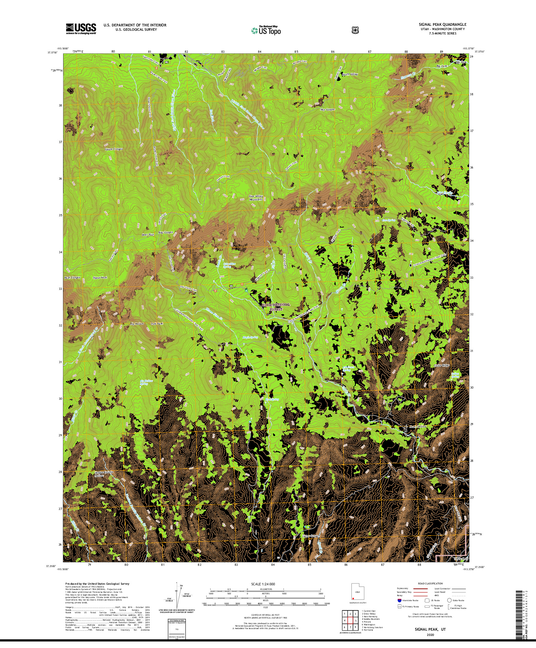 USGS US TOPO 7.5-MINUTE MAP FOR SIGNAL PEAK, UT 2020