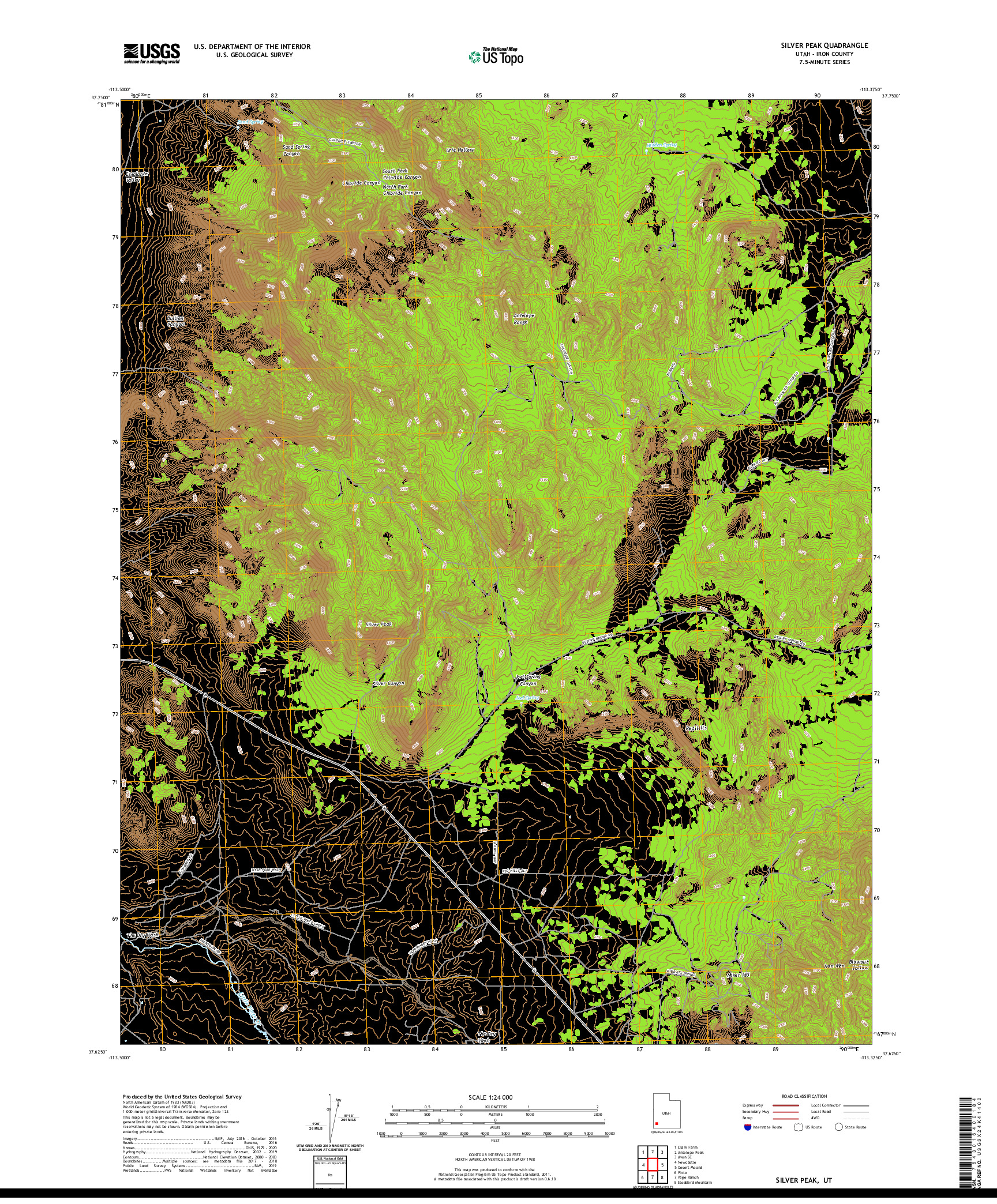 USGS US TOPO 7.5-MINUTE MAP FOR SILVER PEAK, UT 2020