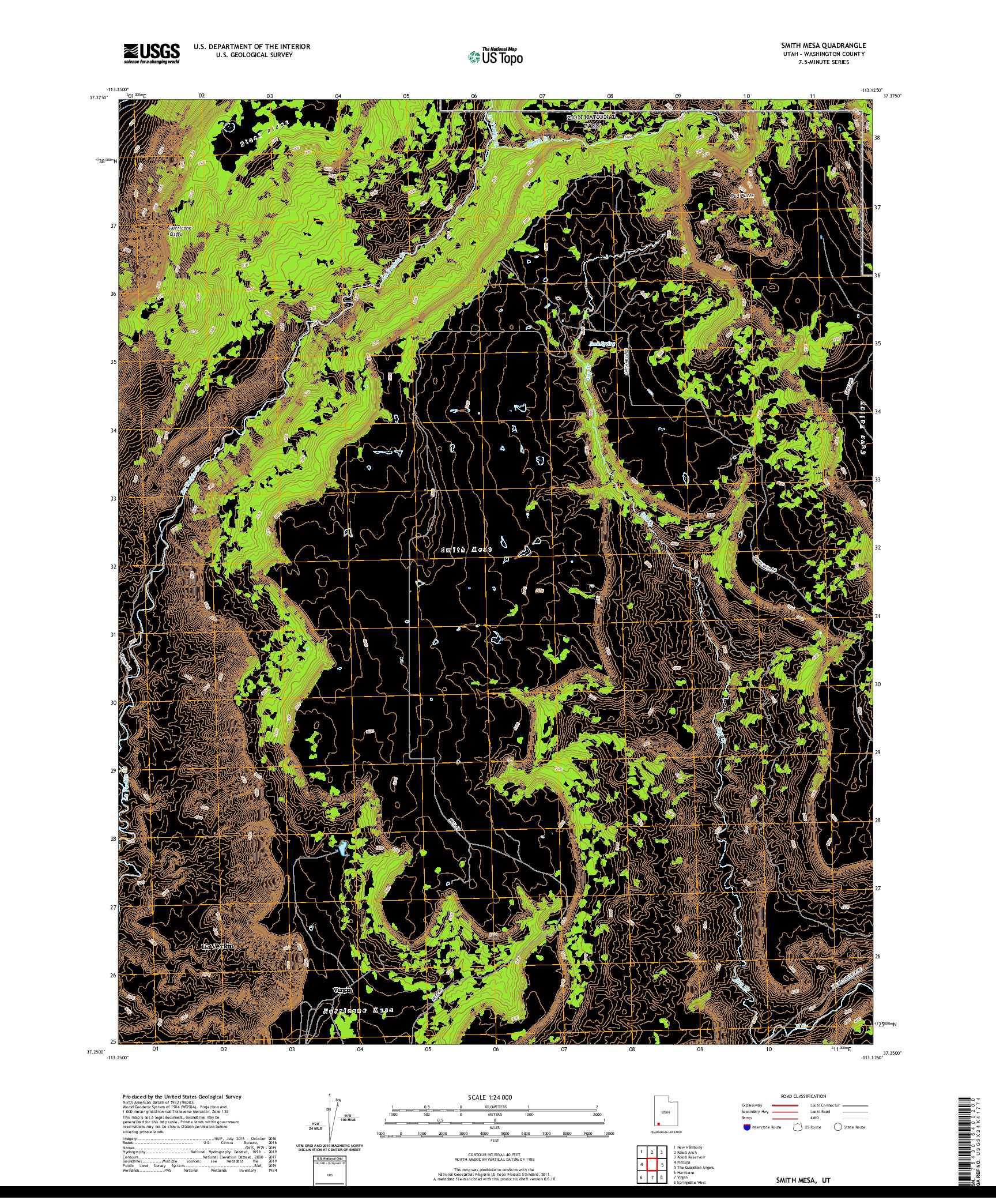 USGS US TOPO 7.5-MINUTE MAP FOR SMITH MESA, UT 2020