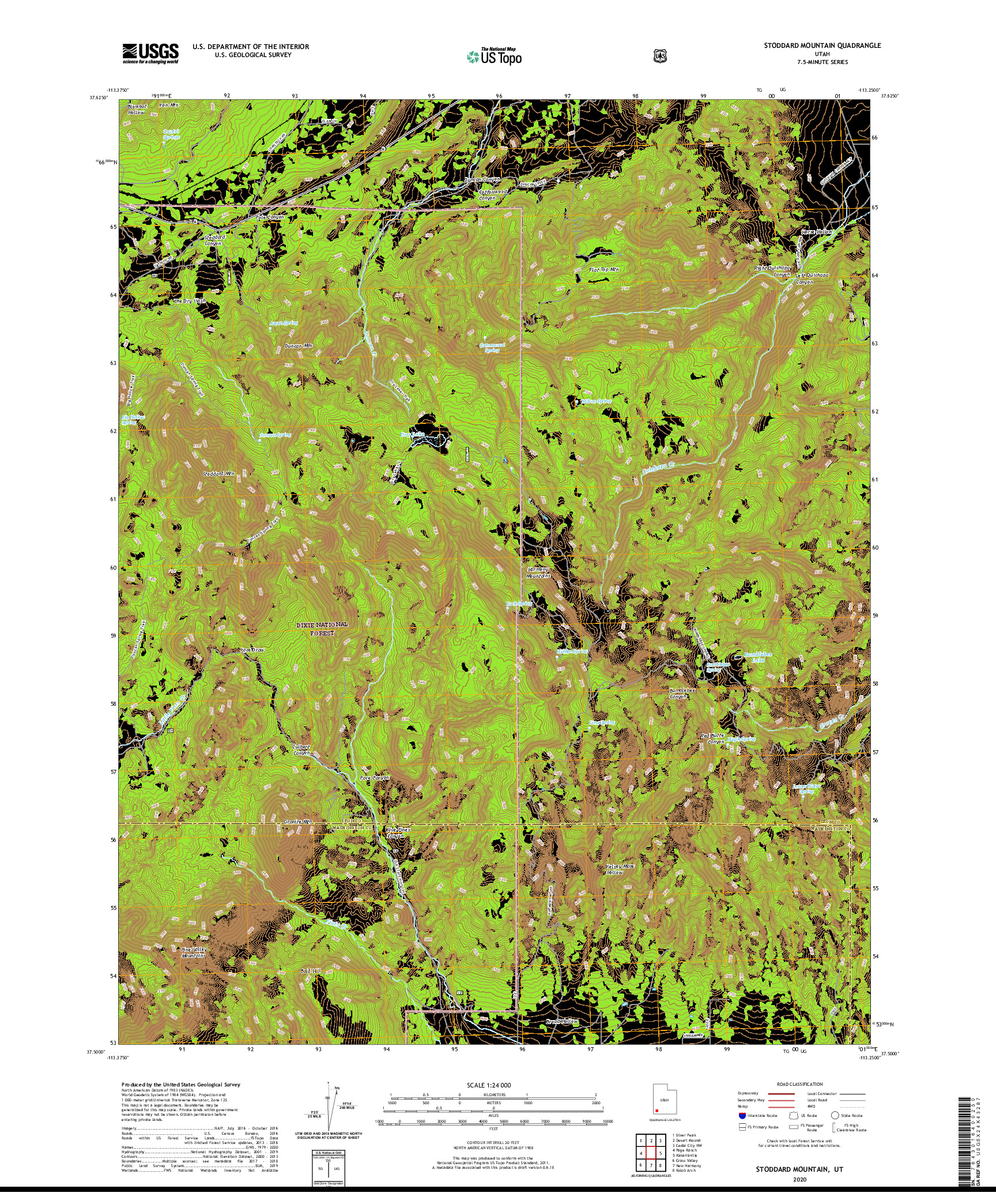 USGS US TOPO 7.5-MINUTE MAP FOR STODDARD MOUNTAIN, UT 2020