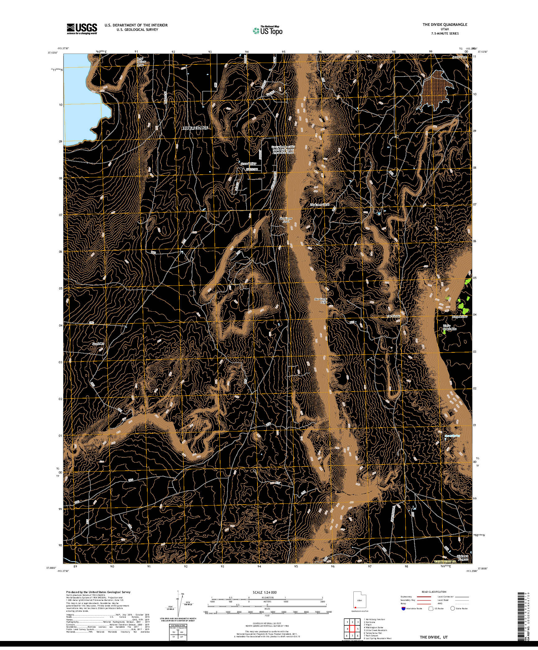 USGS US TOPO 7.5-MINUTE MAP FOR THE DIVIDE, UT 2020