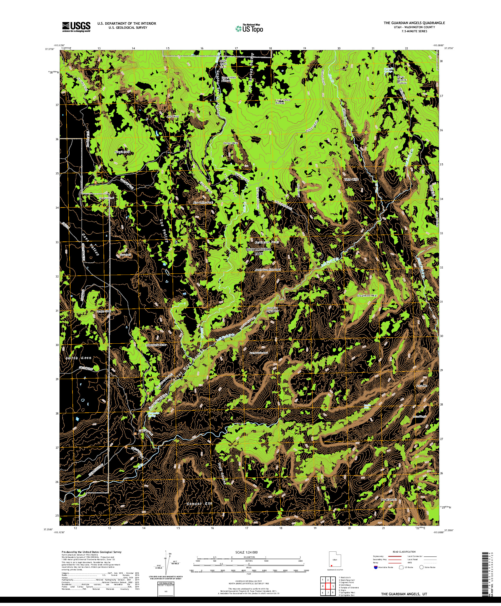 USGS US TOPO 7.5-MINUTE MAP FOR THE GUARDIAN ANGELS, UT 2020