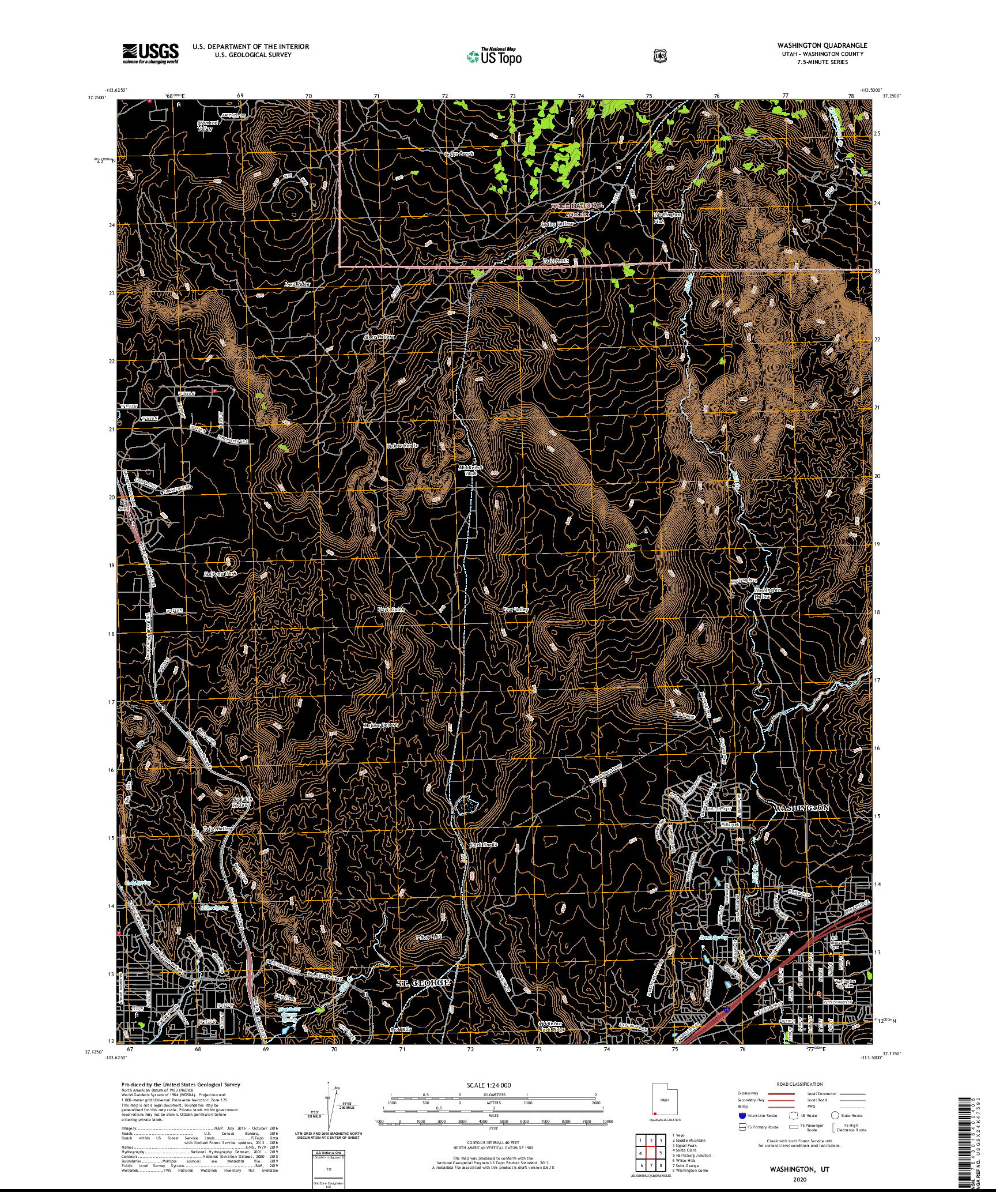 USGS US TOPO 7.5-MINUTE MAP FOR WASHINGTON, UT 2020