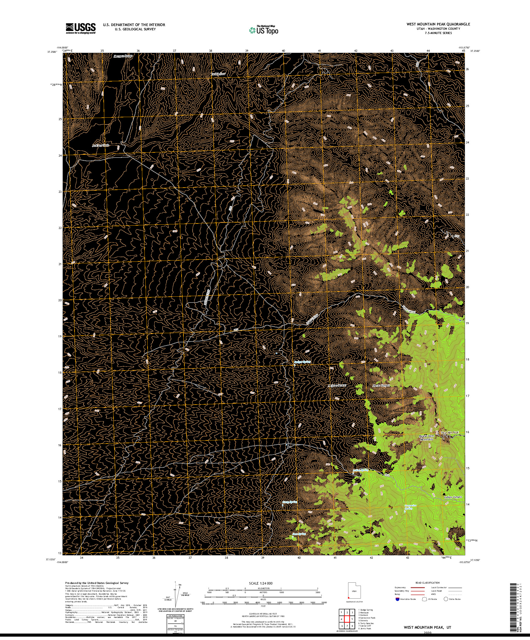 USGS US TOPO 7.5-MINUTE MAP FOR WEST MOUNTAIN PEAK, UT 2020