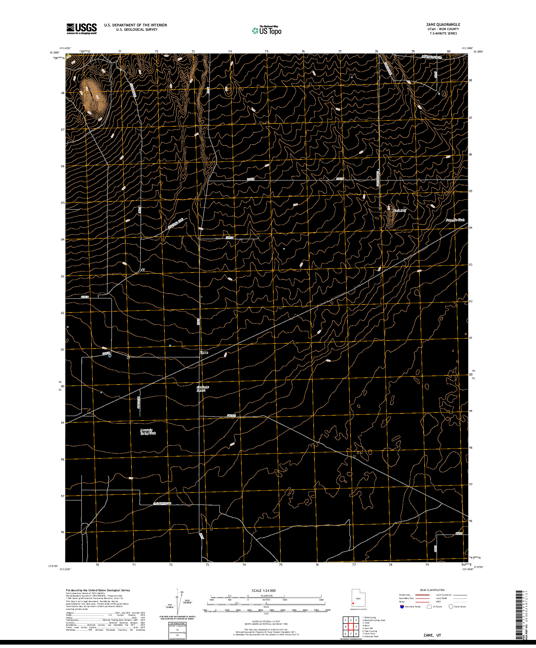 USGS US TOPO 7.5-MINUTE MAP FOR ZANE, UT 2020