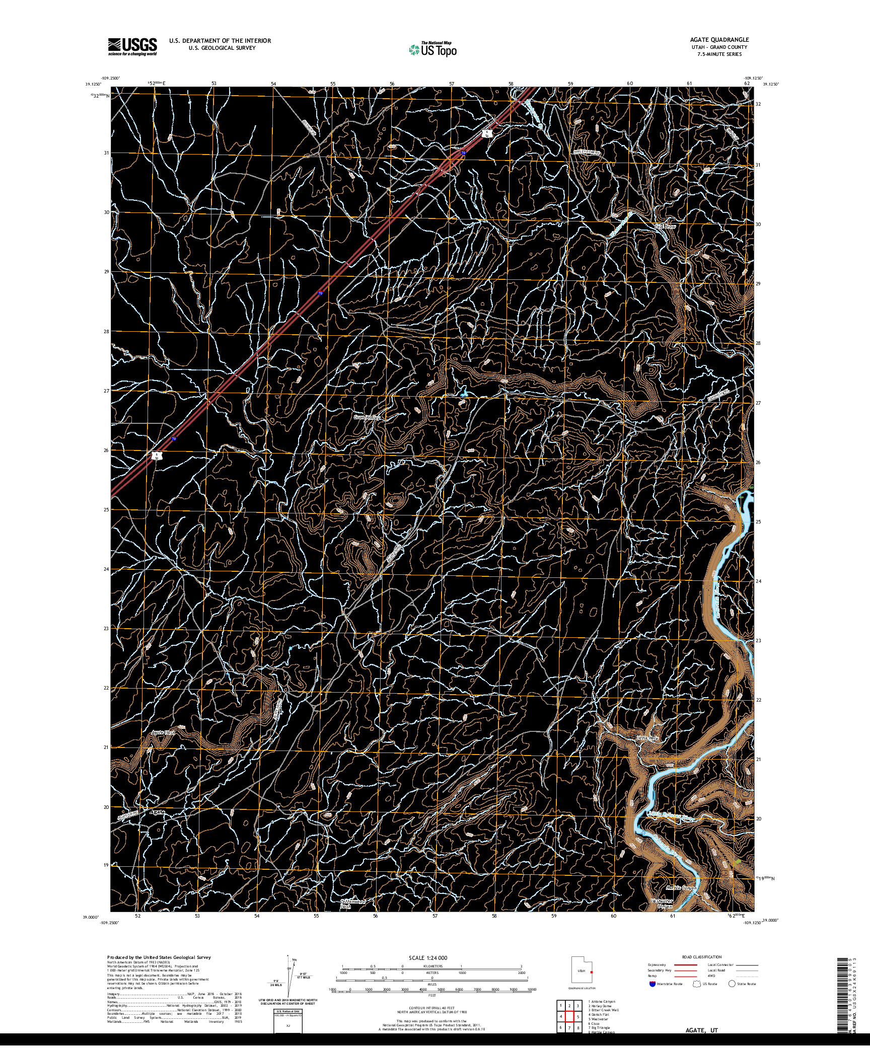 USGS US TOPO 7.5-MINUTE MAP FOR AGATE, UT 2020