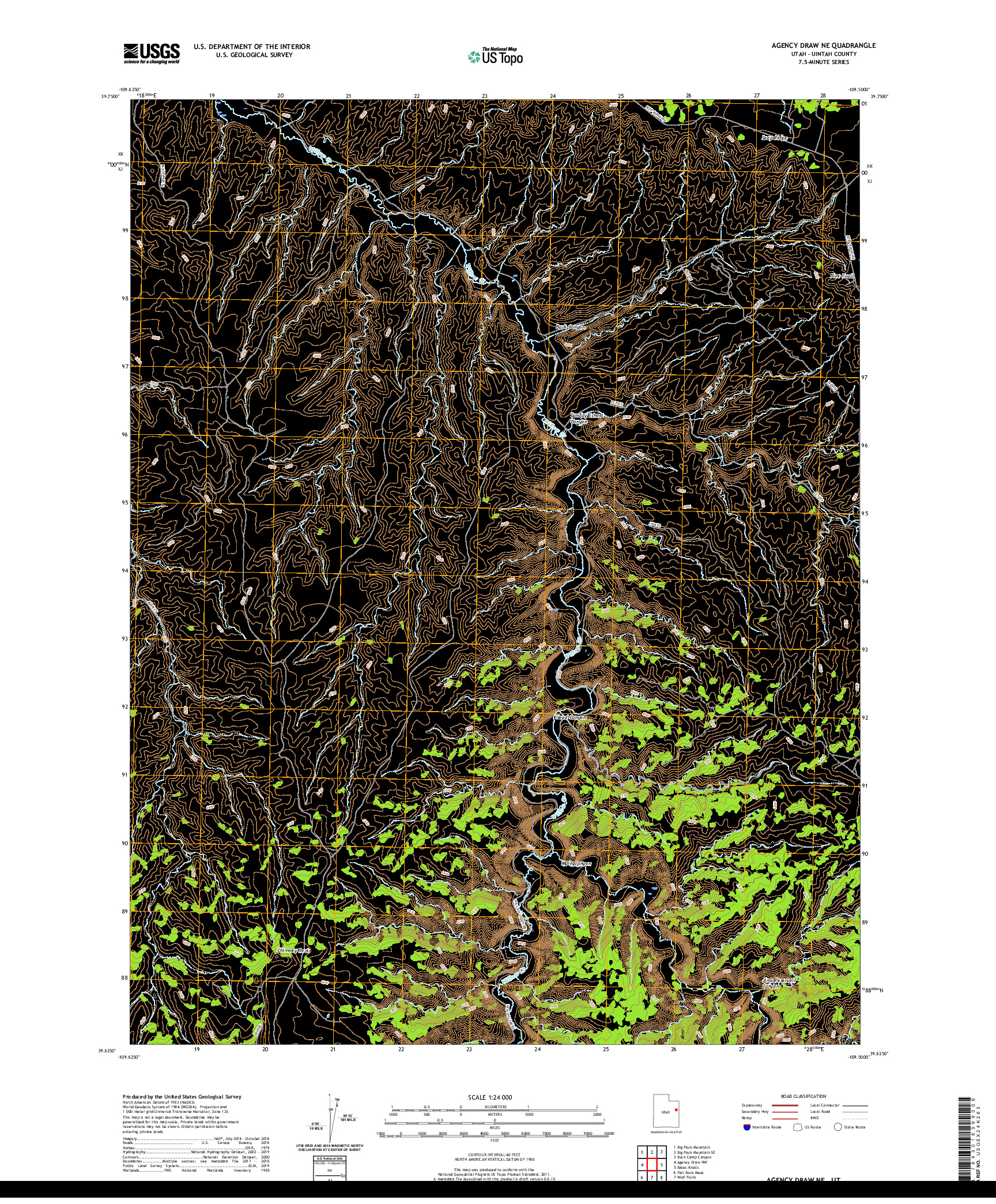 USGS US TOPO 7.5-MINUTE MAP FOR AGENCY DRAW NE, UT 2020