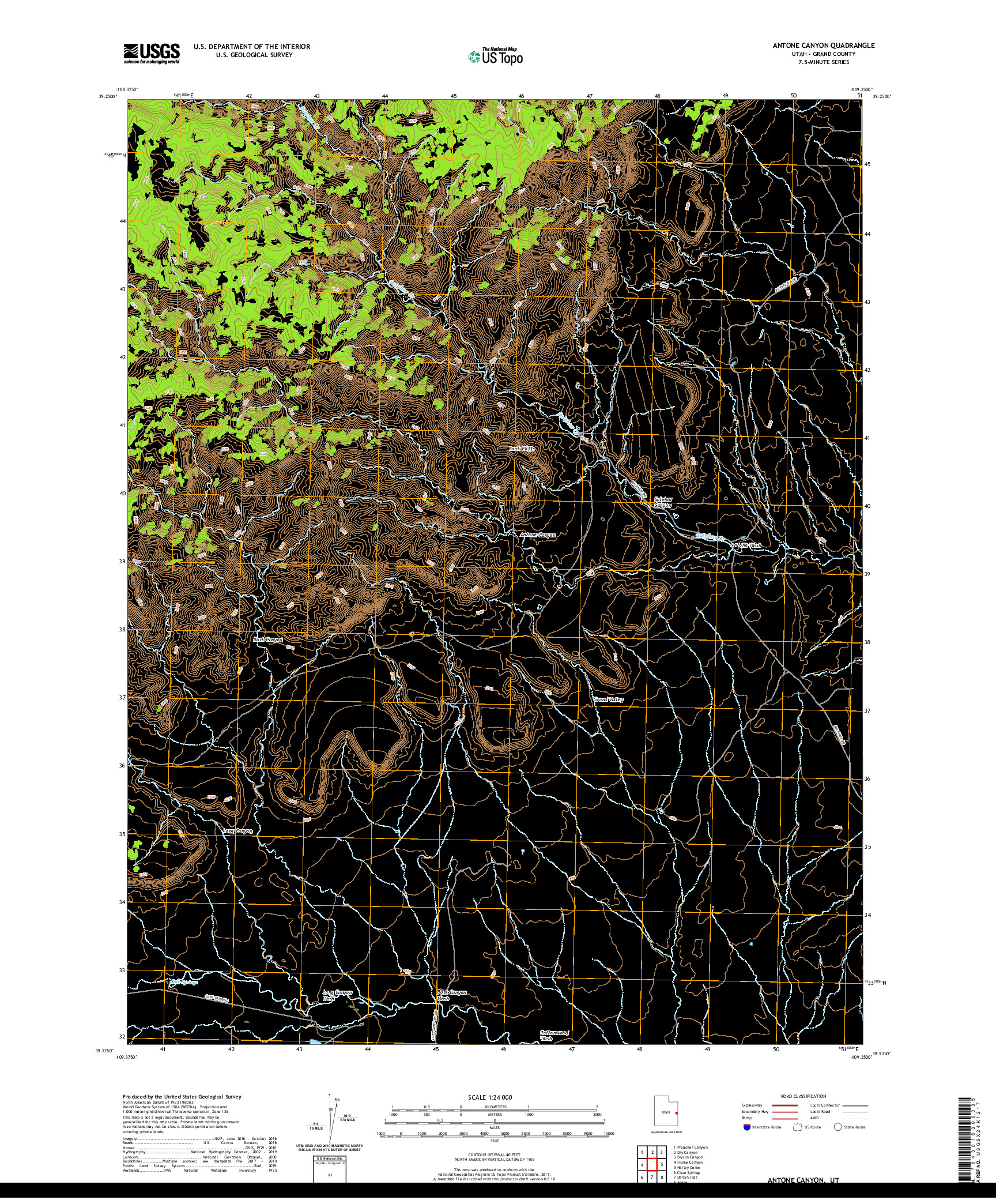 USGS US TOPO 7.5-MINUTE MAP FOR ANTONE CANYON, UT 2020