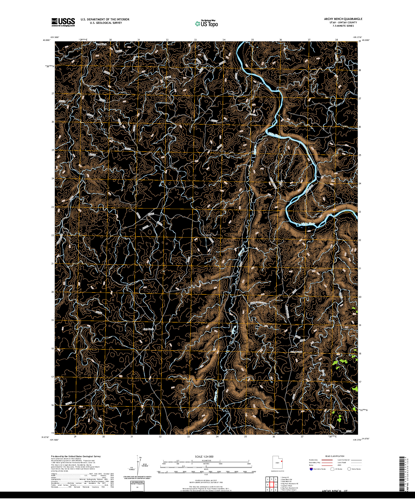 USGS US TOPO 7.5-MINUTE MAP FOR ARCHY BENCH, UT 2020