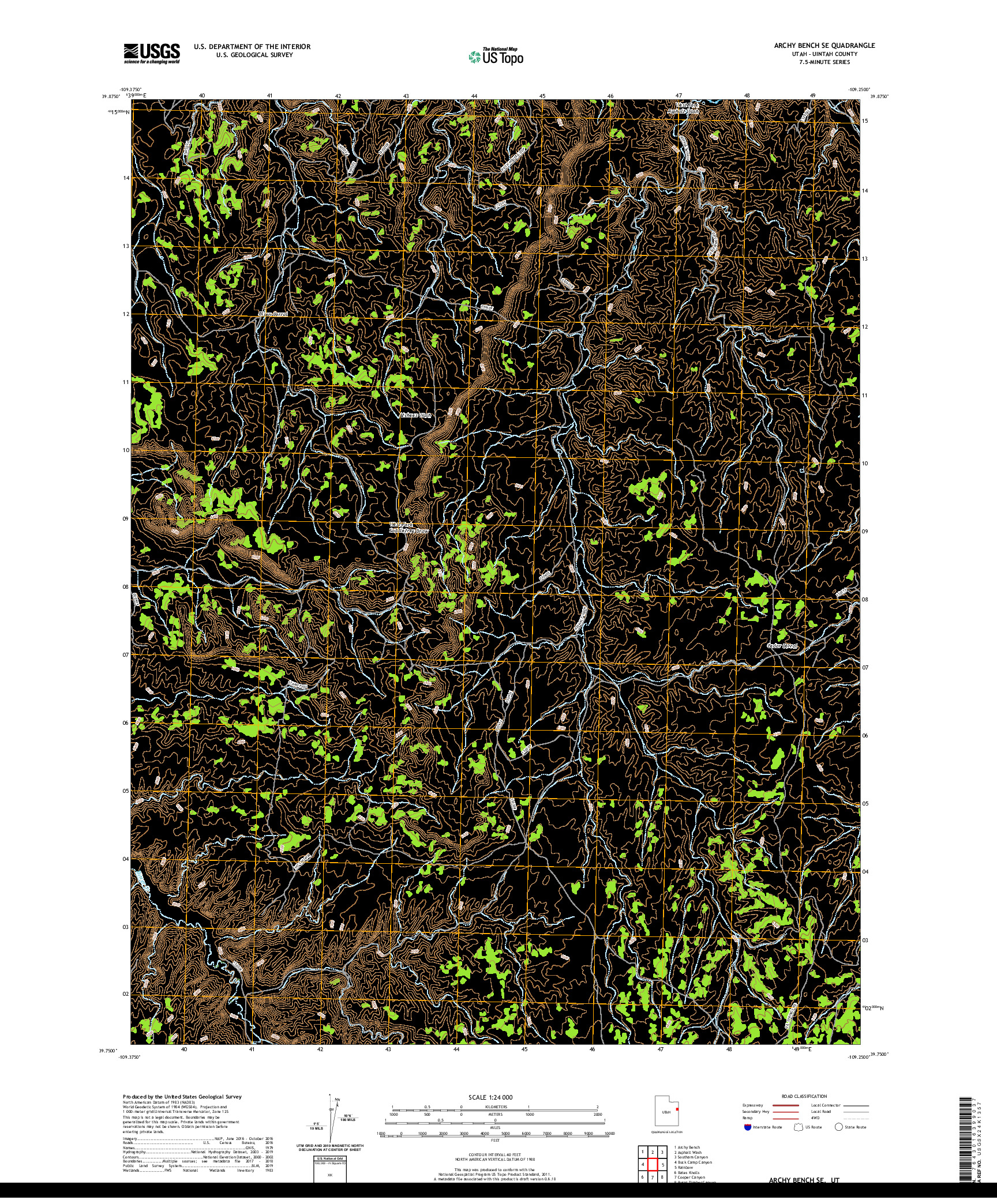 USGS US TOPO 7.5-MINUTE MAP FOR ARCHY BENCH SE, UT 2020