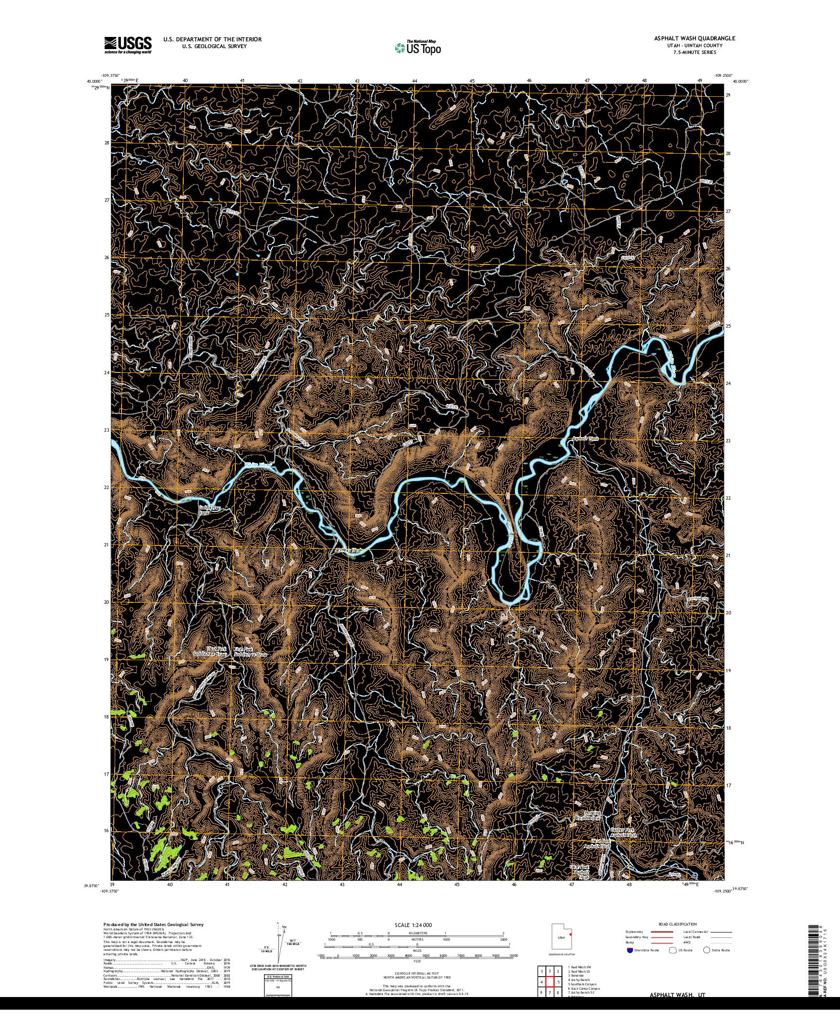 USGS US TOPO 7.5-MINUTE MAP FOR ASPHALT WASH, UT 2020