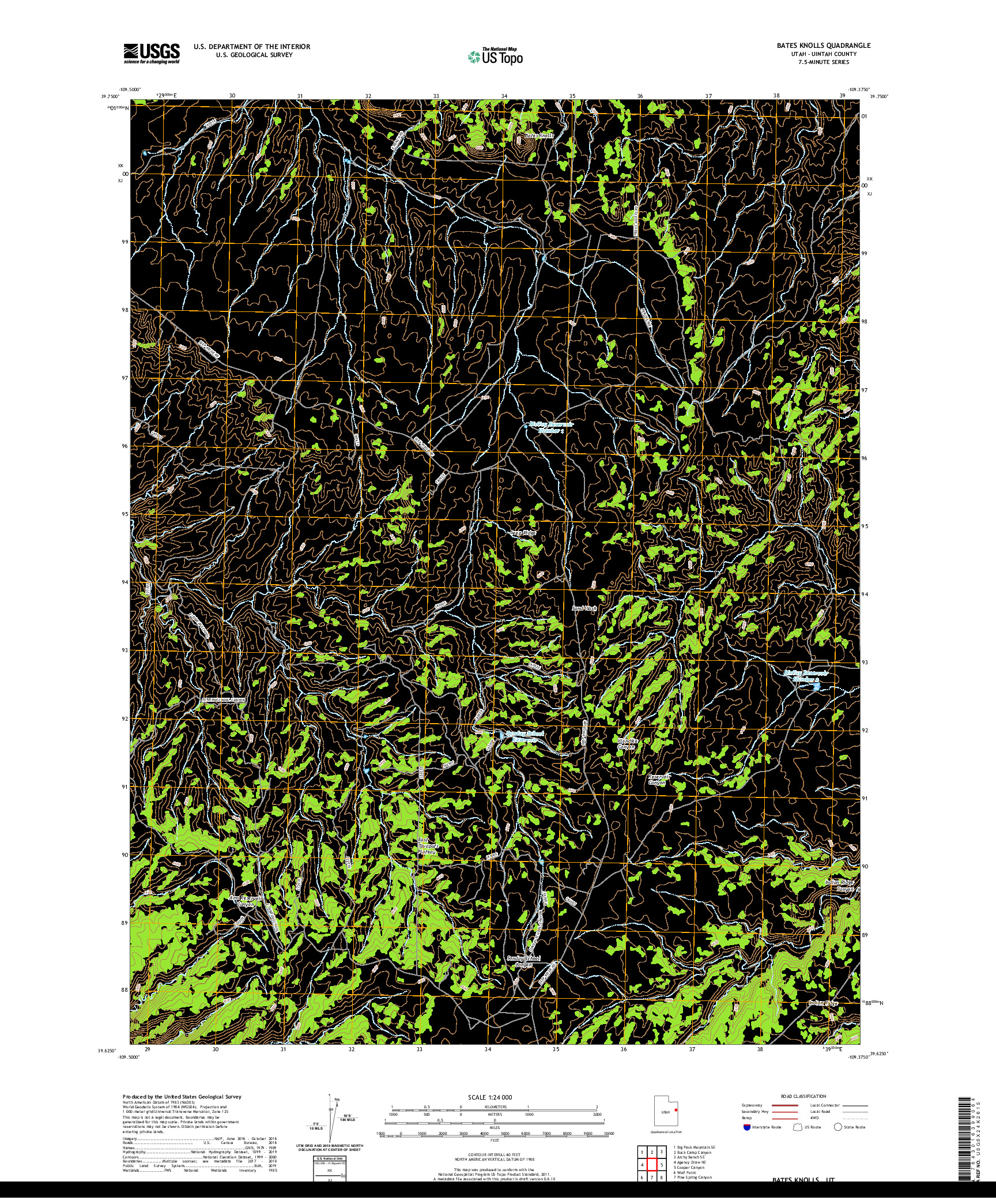 USGS US TOPO 7.5-MINUTE MAP FOR BATES KNOLLS, UT 2020