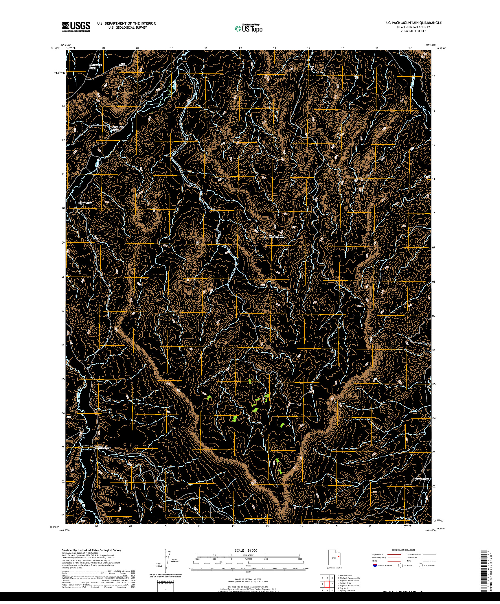 USGS US TOPO 7.5-MINUTE MAP FOR BIG PACK MOUNTAIN, UT 2020