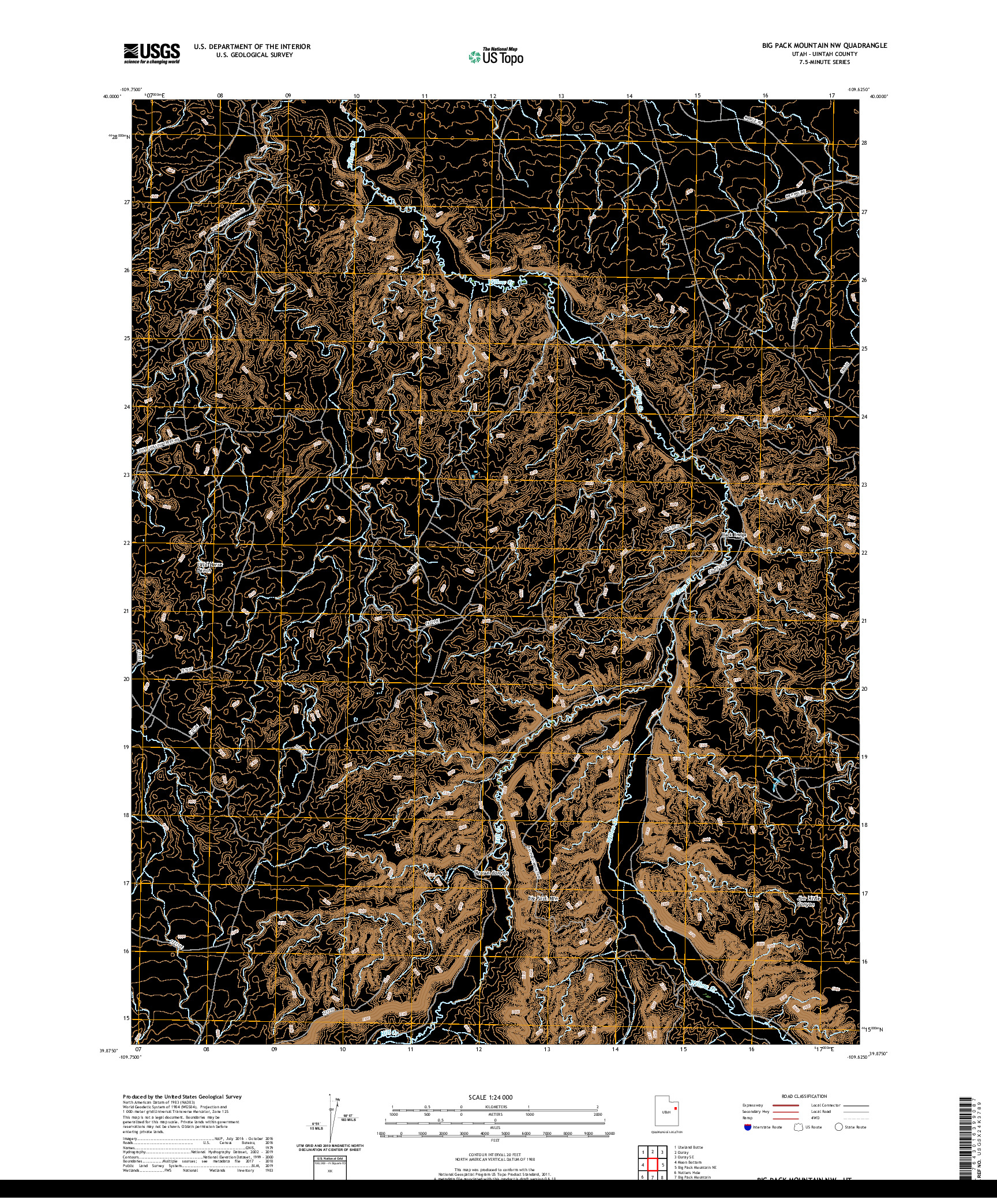 USGS US TOPO 7.5-MINUTE MAP FOR BIG PACK MOUNTAIN NW, UT 2020