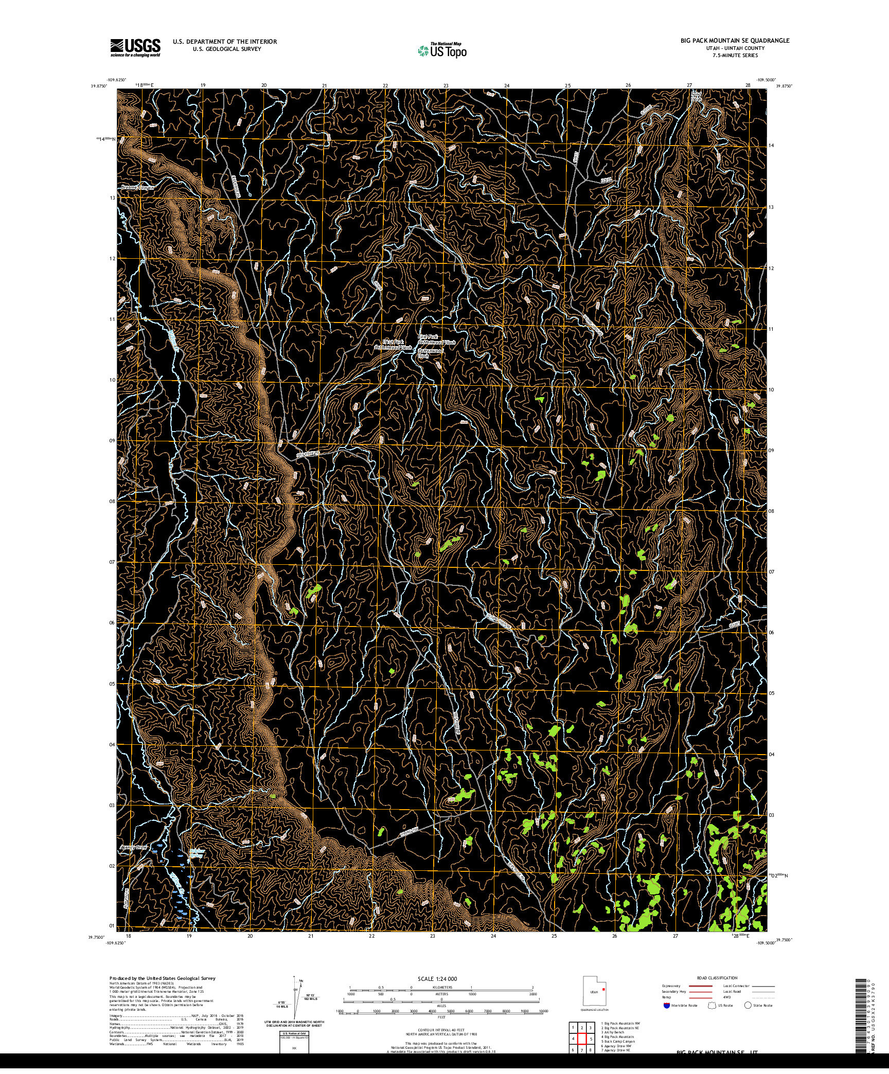 USGS US TOPO 7.5-MINUTE MAP FOR BIG PACK MOUNTAIN SE, UT 2020