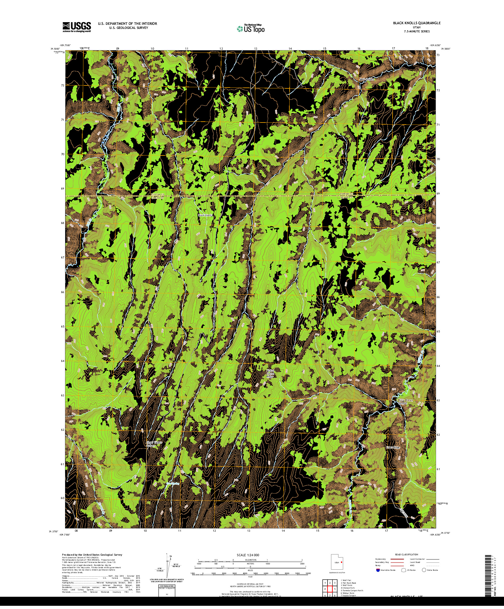 USGS US TOPO 7.5-MINUTE MAP FOR BLACK KNOLLS, UT 2020