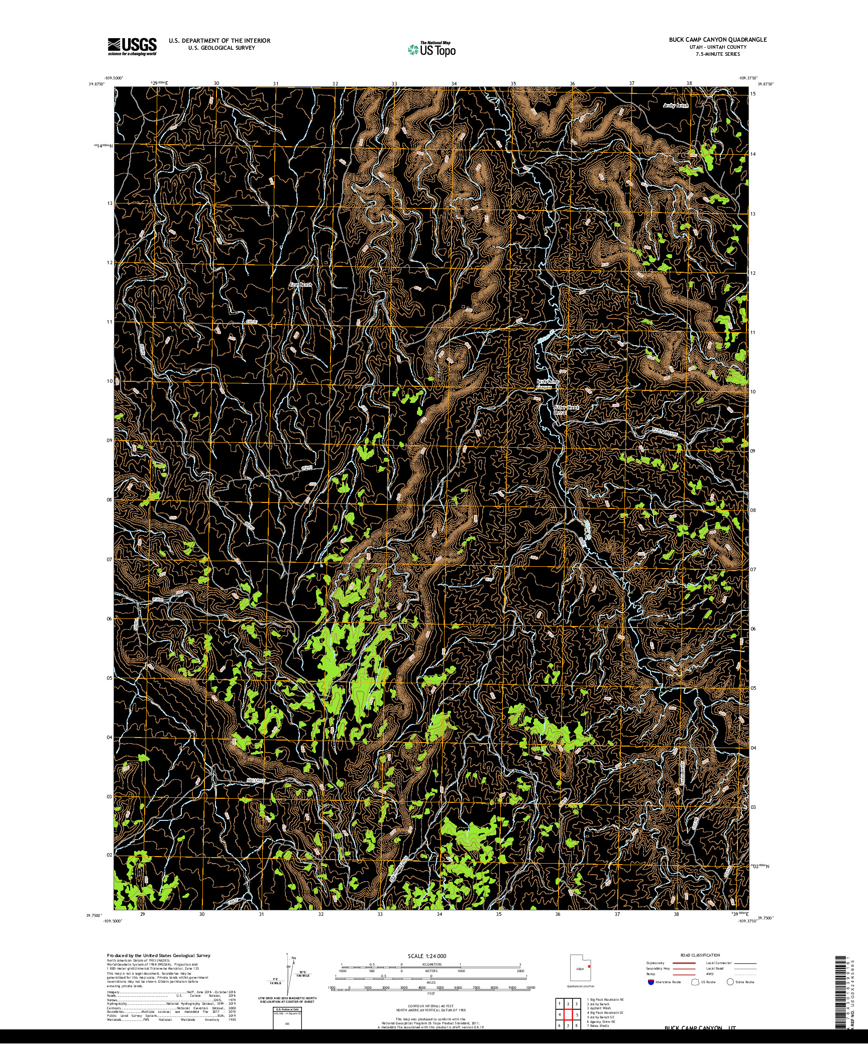 USGS US TOPO 7.5-MINUTE MAP FOR BUCK CAMP CANYON, UT 2020