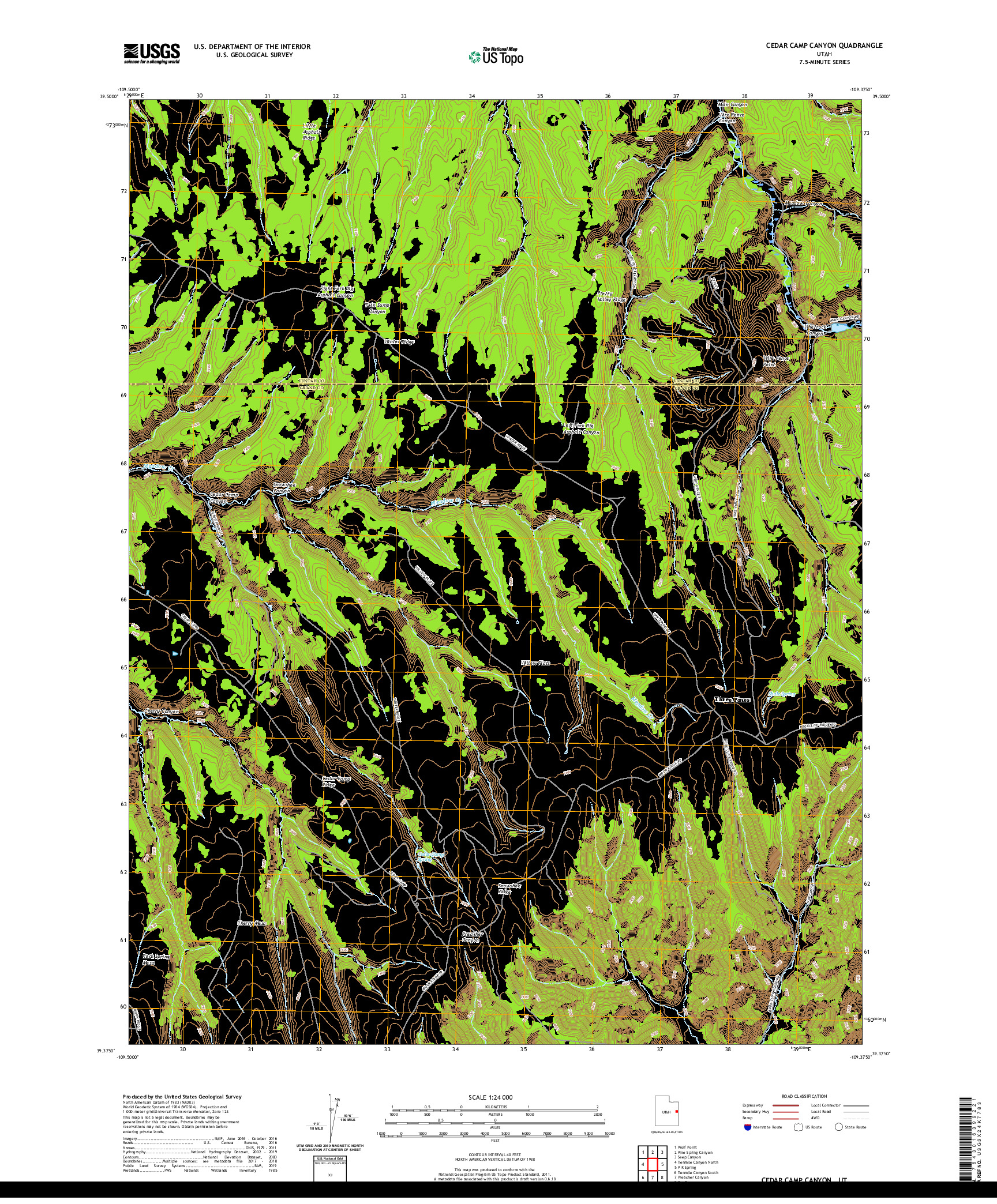 USGS US TOPO 7.5-MINUTE MAP FOR CEDAR CAMP CANYON, UT 2020