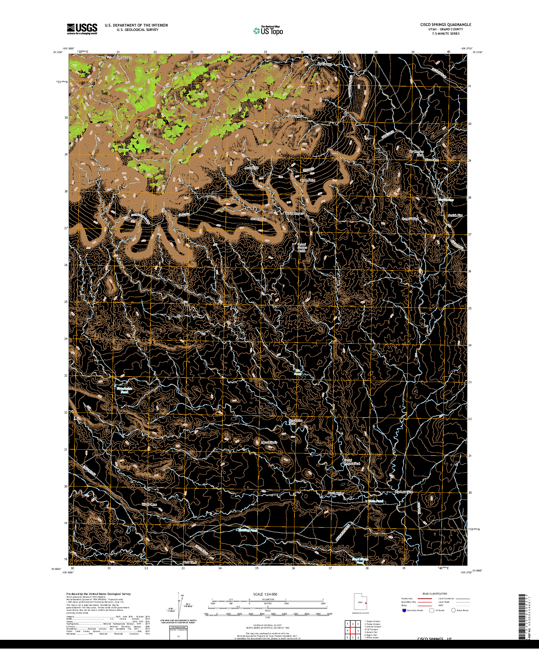 USGS US TOPO 7.5-MINUTE MAP FOR CISCO SPRINGS, UT 2020